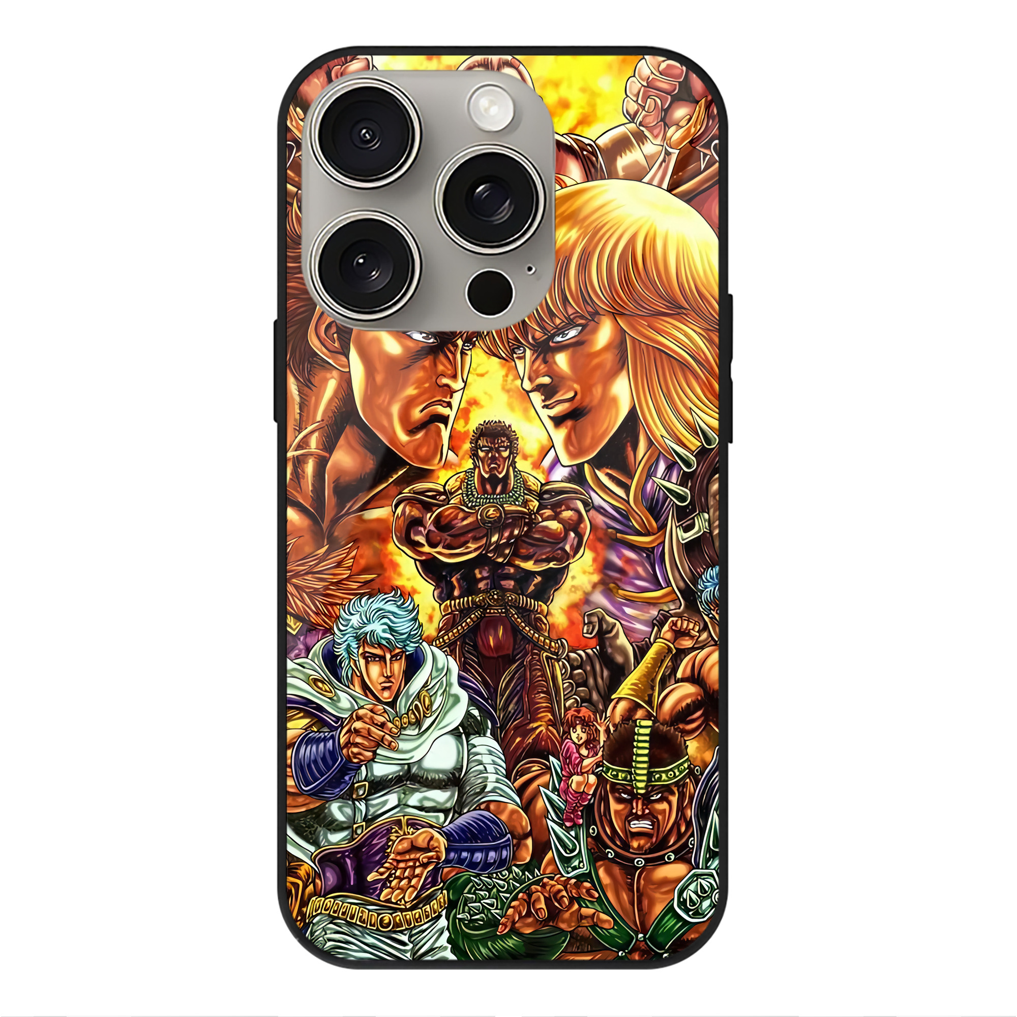 （画像用） 北斗の拳 Fist of the North Star 【iPhone15Pro対応】スマホケース 耐衝撃＆黄変防止 背面ガラス