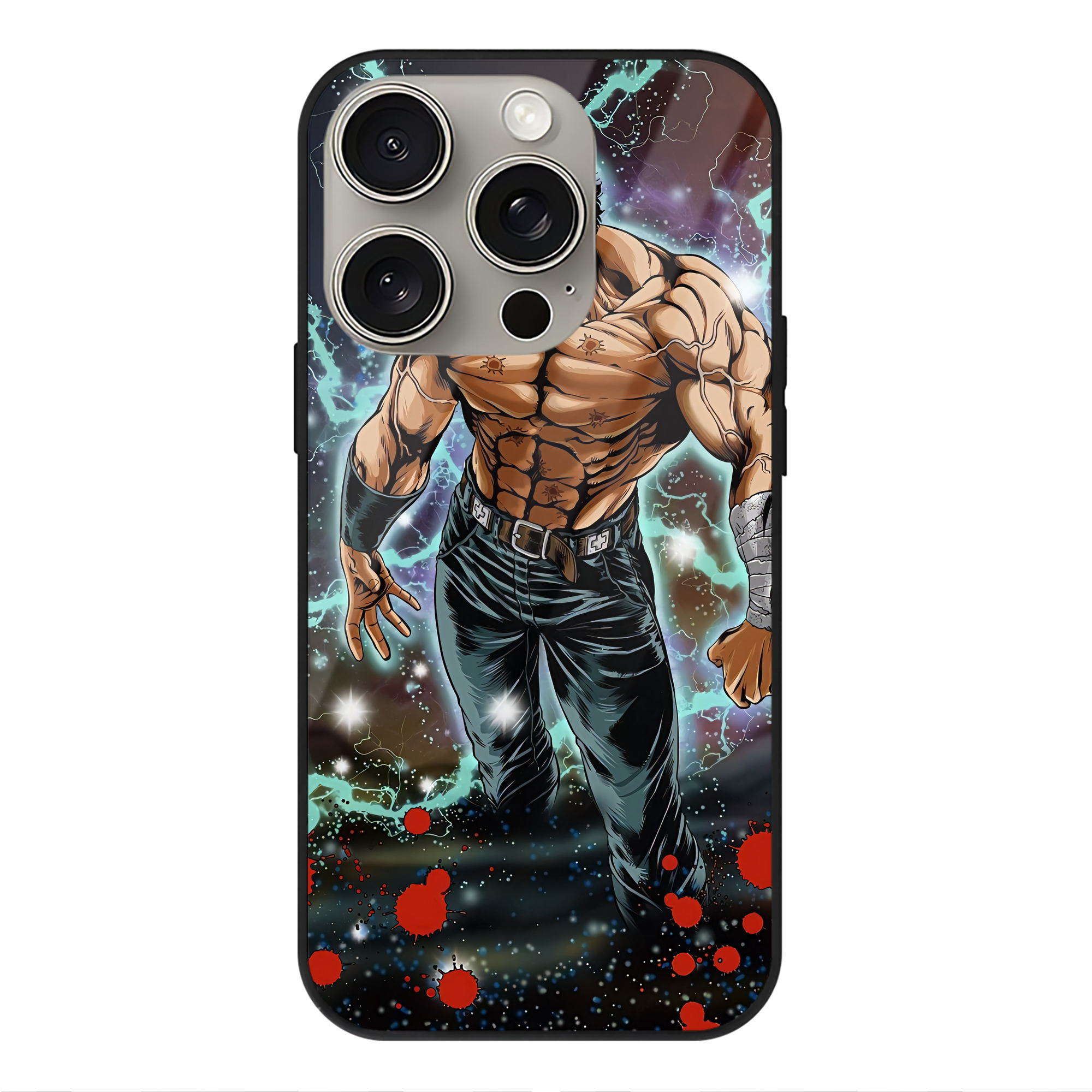 （画像用） 北斗の拳 Fist of the North Star 【iPhone15Pro対応】スマホケース 耐衝撃＆黄変防止 背面ガラス
