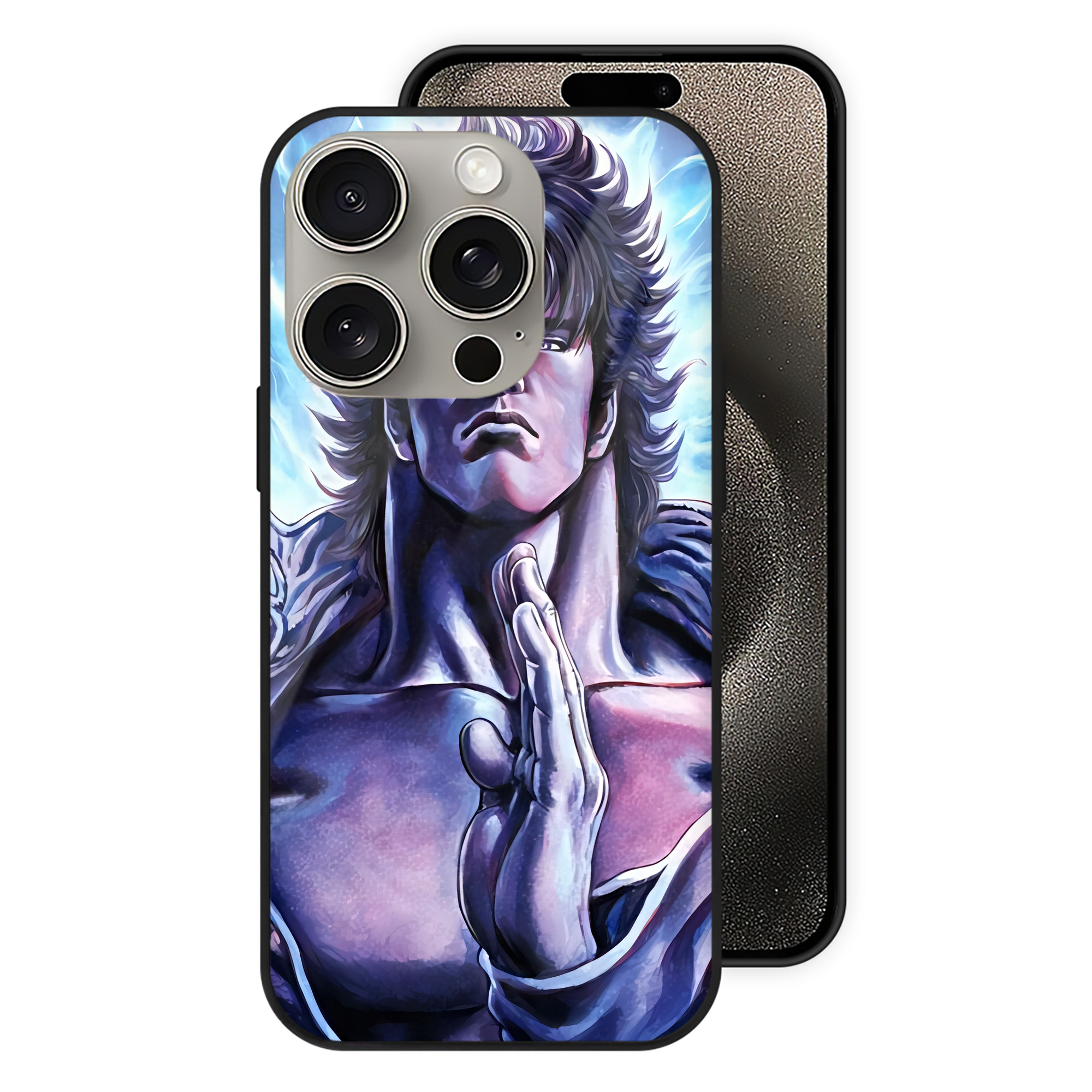 （画像用） 北斗の拳 Fist of the North Star 【iPhone15Pro対応】スマホケース 耐衝撃＆黄変防止 背面ガラス