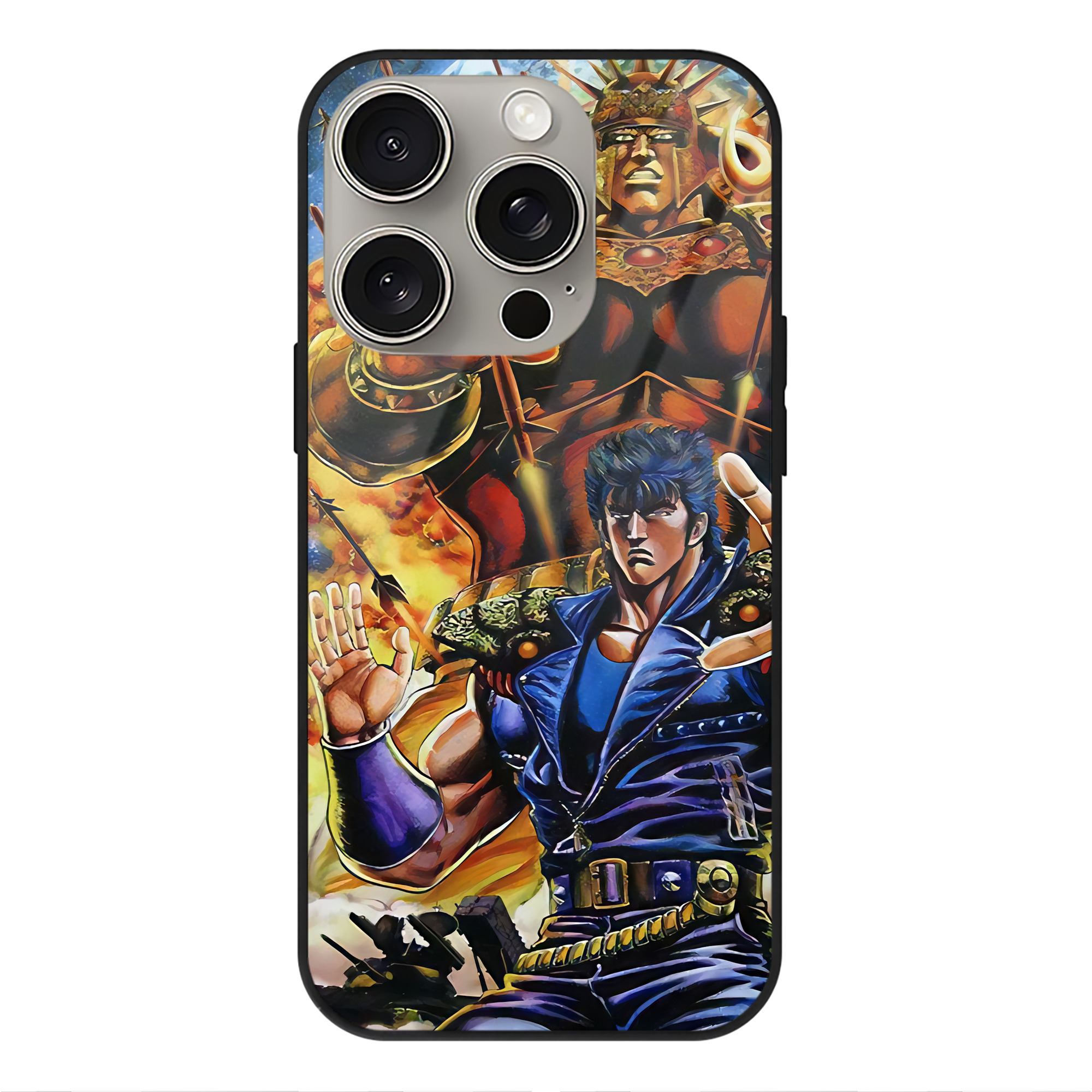 （画像用） 北斗の拳 Fist of the North Star 【iPhone15Pro対応】スマホケース 耐衝撃＆黄変防止 背面ガラス