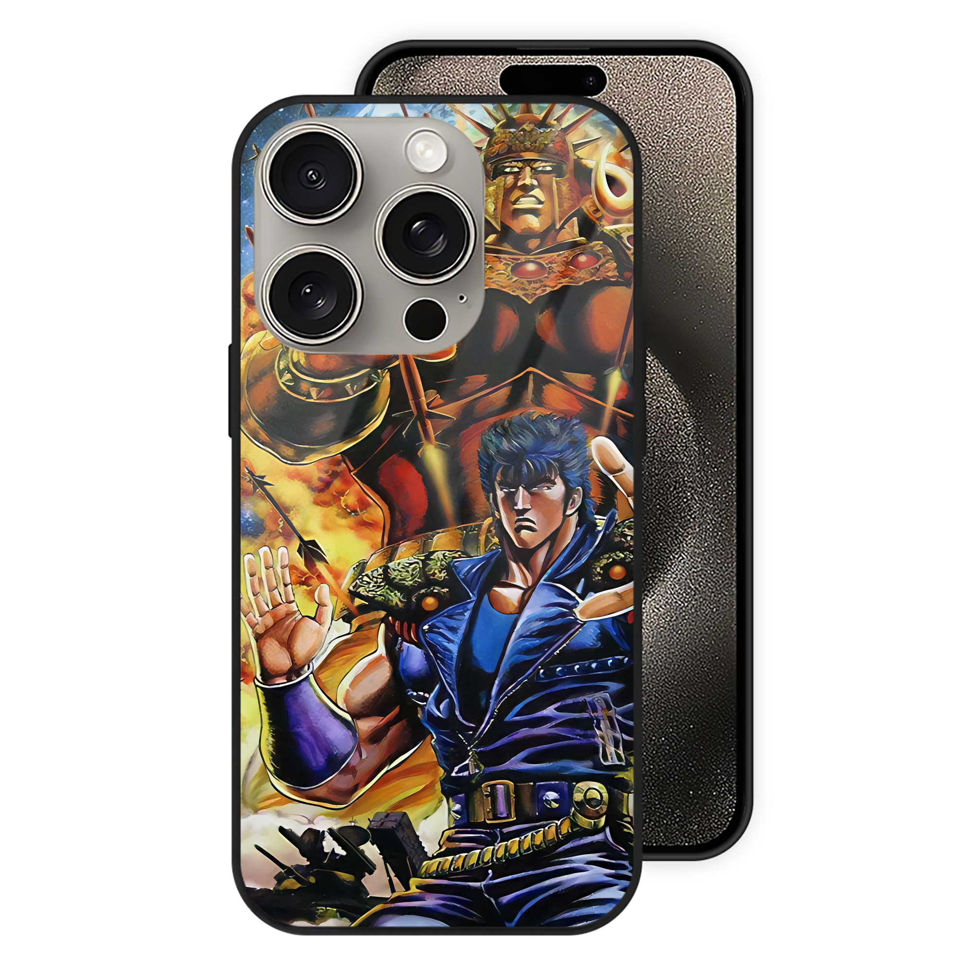 （画像用） 北斗の拳 Fist of the North Star 【iPhone15Pro対応】スマホケース 耐衝撃＆黄変防止 背面ガラス