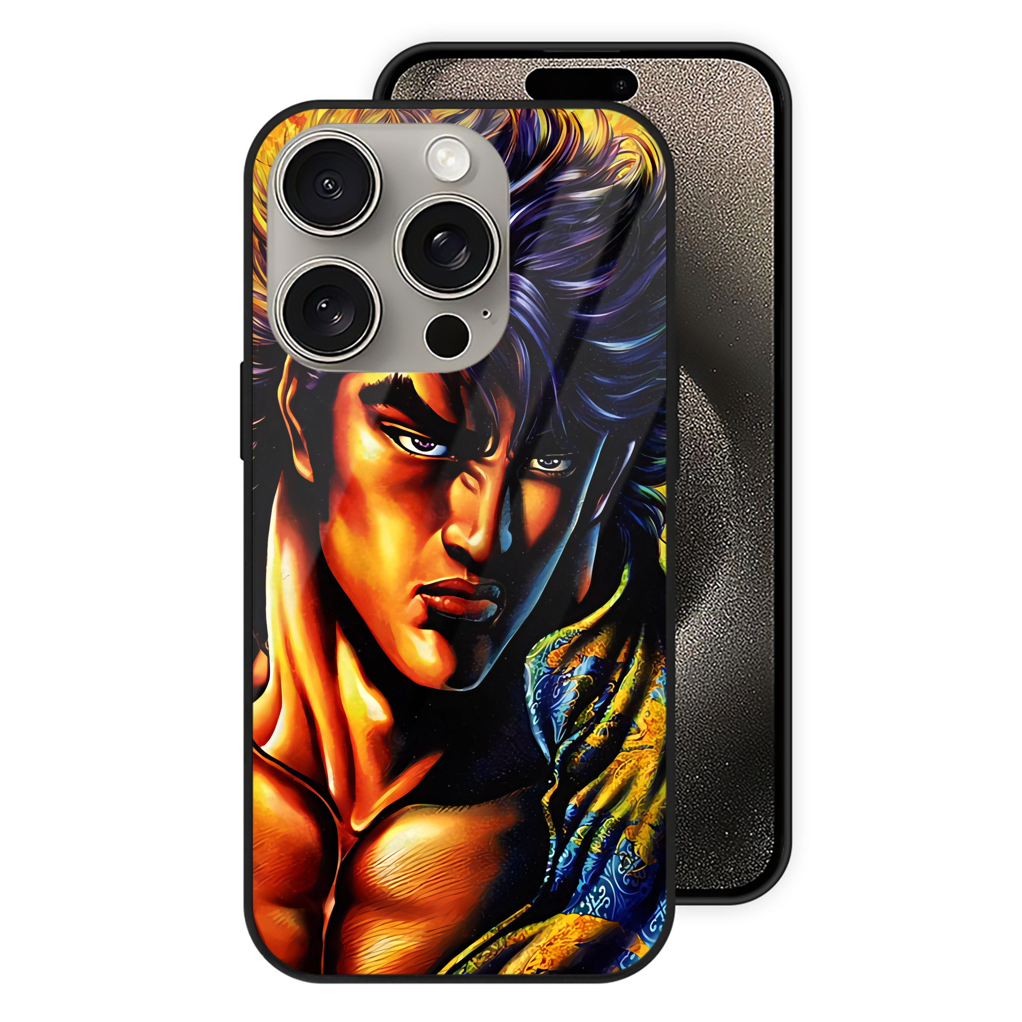 （画像用） 北斗の拳 Fist of the North Star 【iPhone15Pro対応】スマホケース 耐衝撃＆黄変防止 背面ガラス