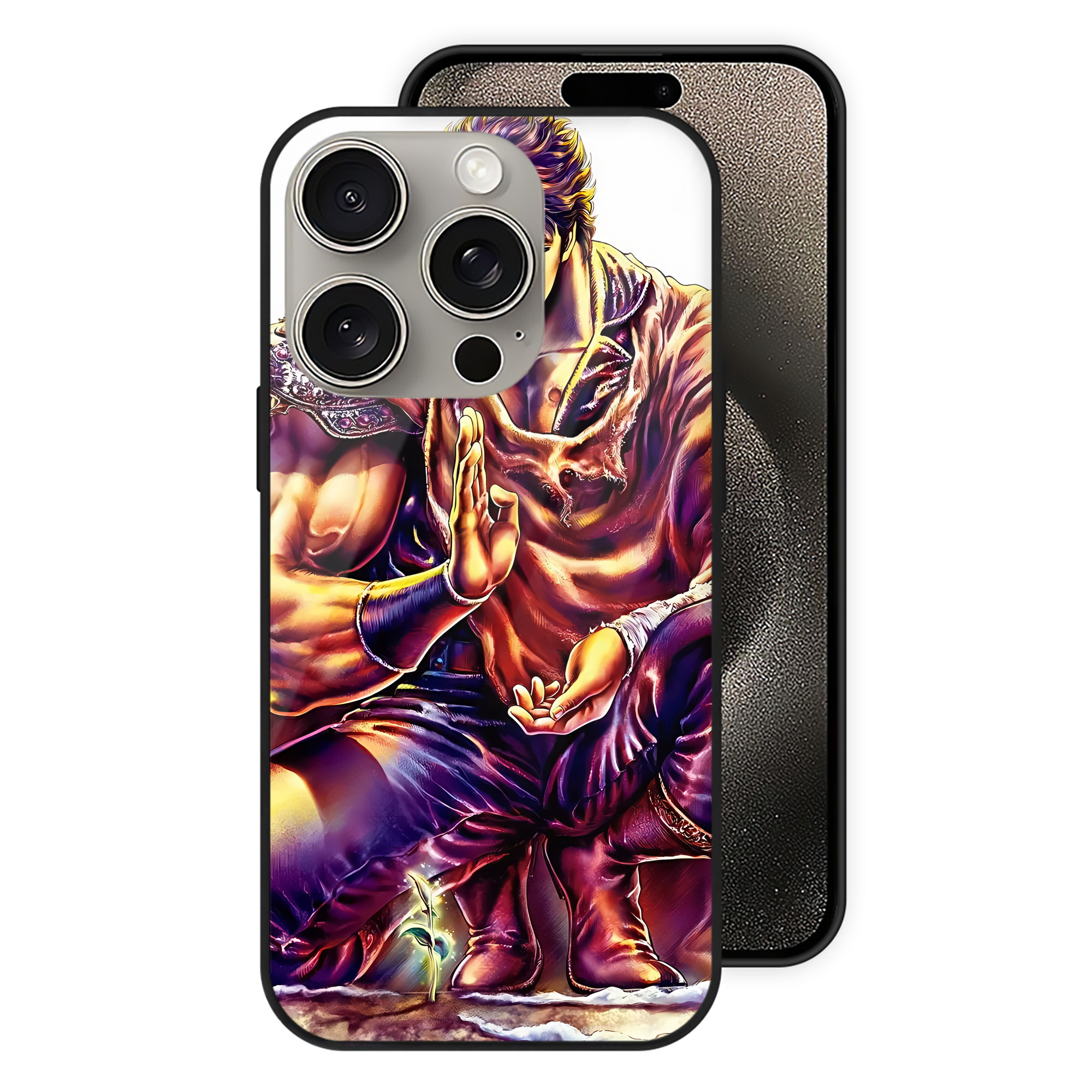 （画像用） 北斗の拳 Fist of the North Star 【iPhone15Pro対応】スマホケース 耐衝撃＆黄変防止 背面ガラス