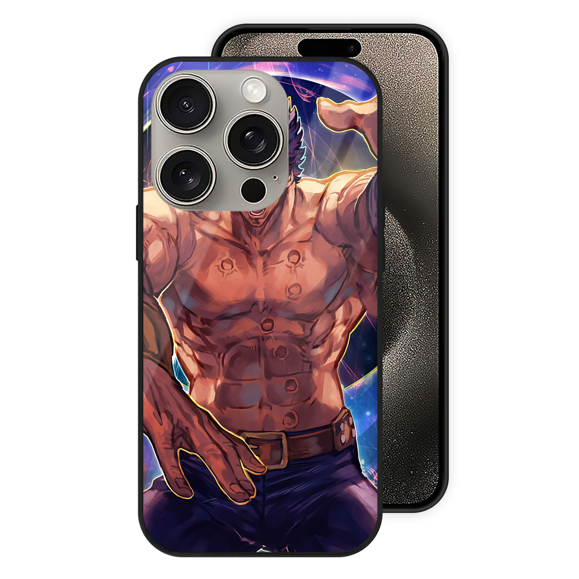 （画像用） 北斗の拳 Fist of the North Star 【iPhone15Pro対応】スマホケース 耐衝撃＆黄変防止 背面ガラス