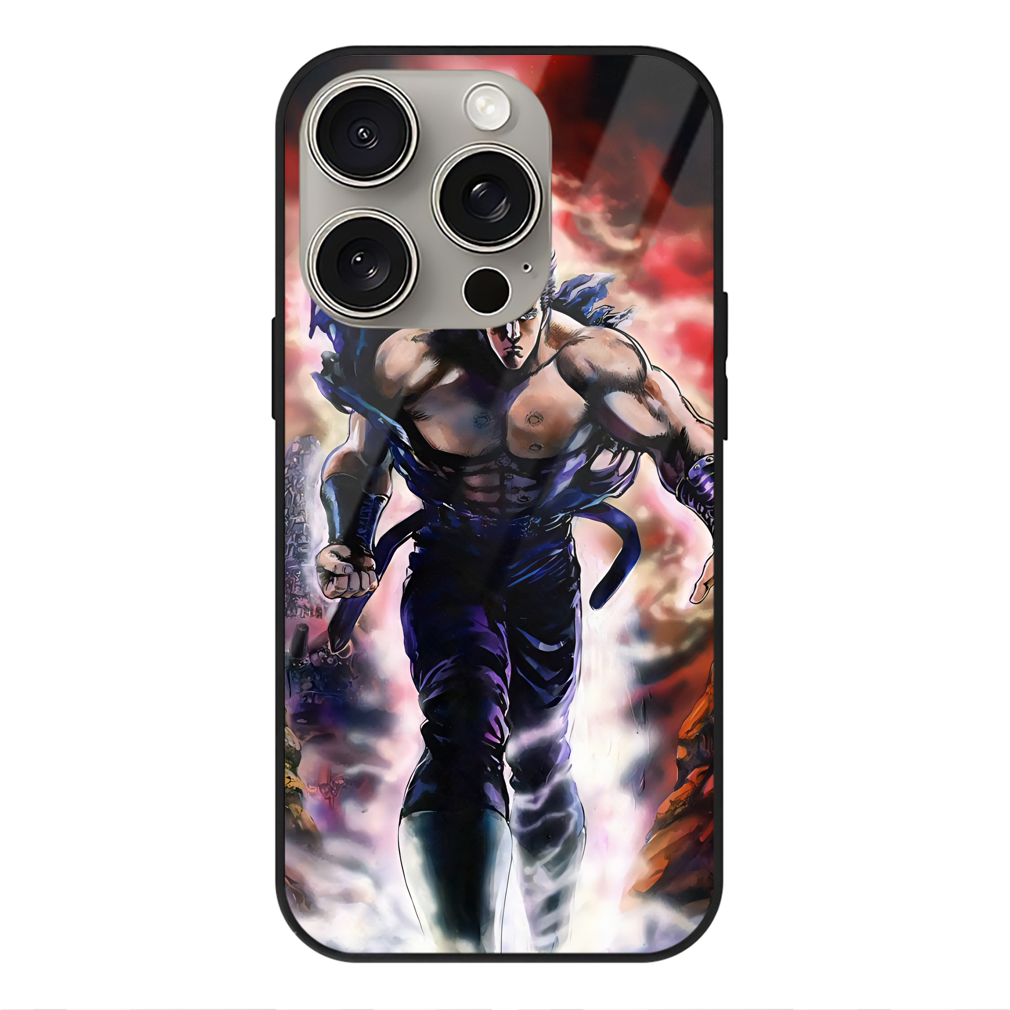 （画像用） 北斗の拳 Fist of the North Star 【iPhone15Pro対応】スマホケース 耐衝撃＆黄変防止 背面ガラス