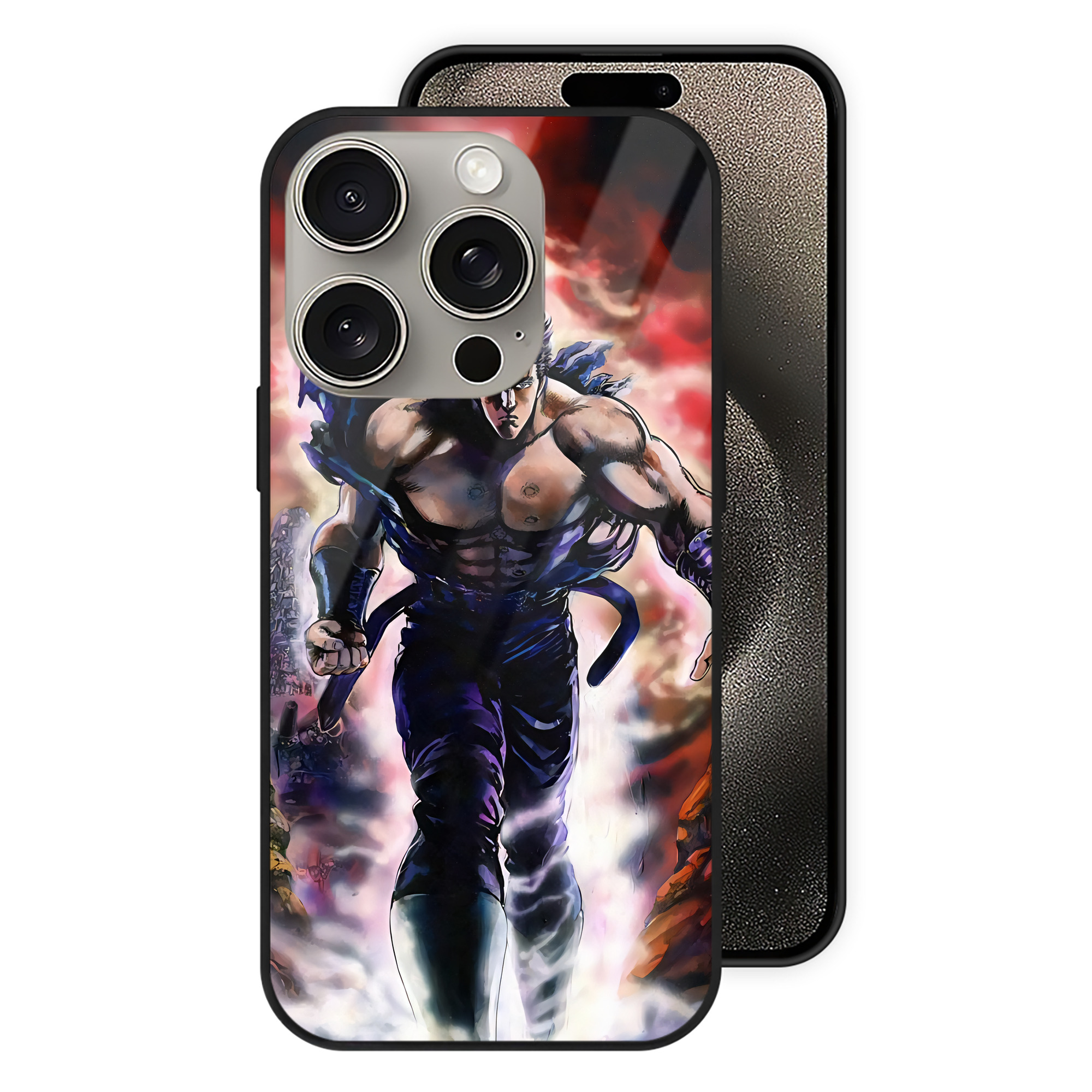 （画像用） 北斗の拳 Fist of the North Star 【iPhone15Pro対応】スマホケース 耐衝撃＆黄変防止 背面ガラス