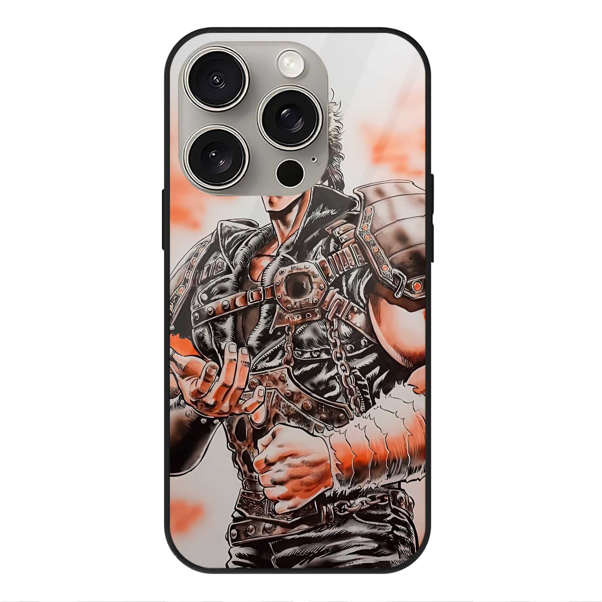 （画像用） 北斗の拳 Fist of the North Star 【iPhone15Pro対応】スマホケース 耐衝撃＆黄変防止 背面ガラス