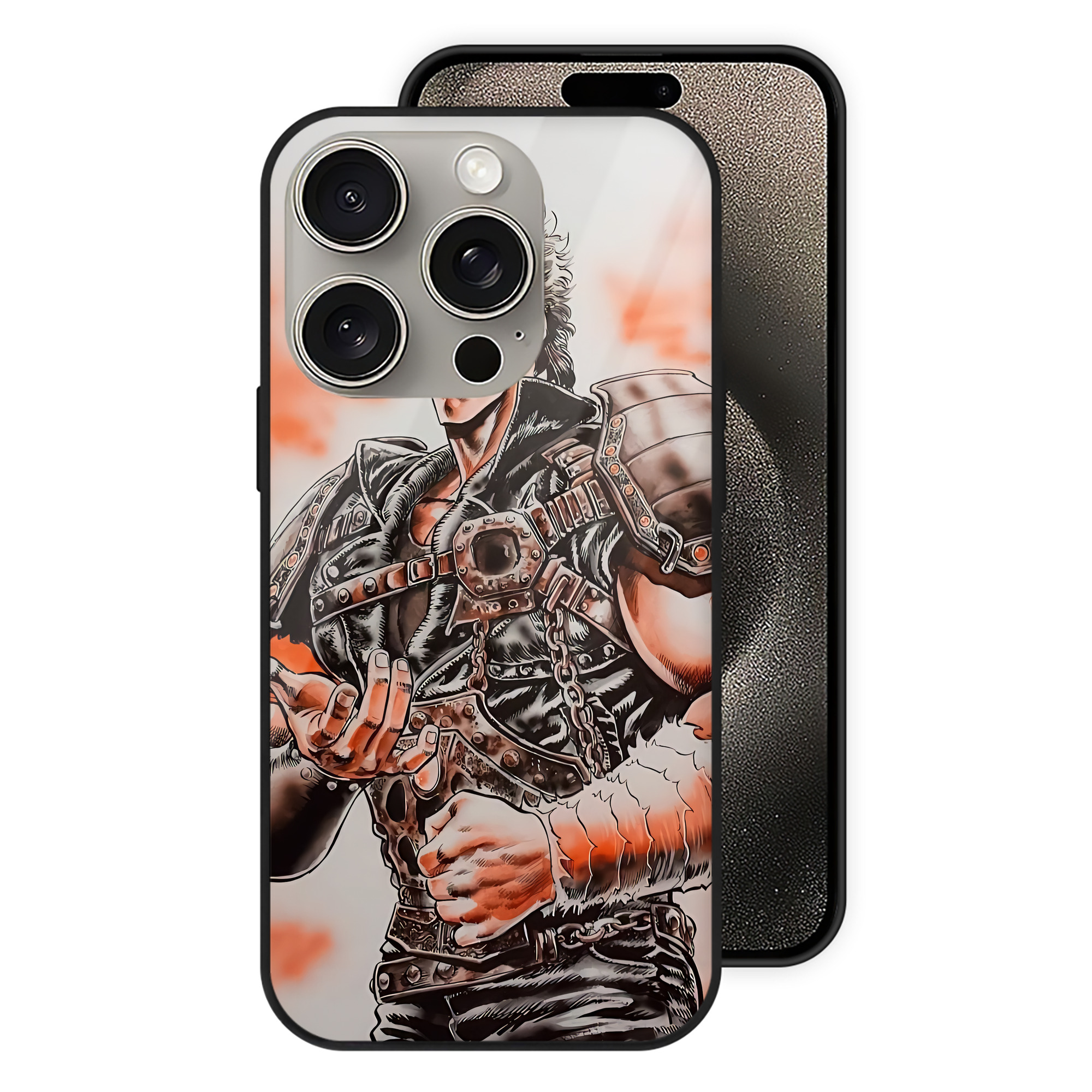 （画像用） 北斗の拳 Fist of the North Star 【iPhone15Pro対応】スマホケース 耐衝撃＆黄変防止 背面ガラス