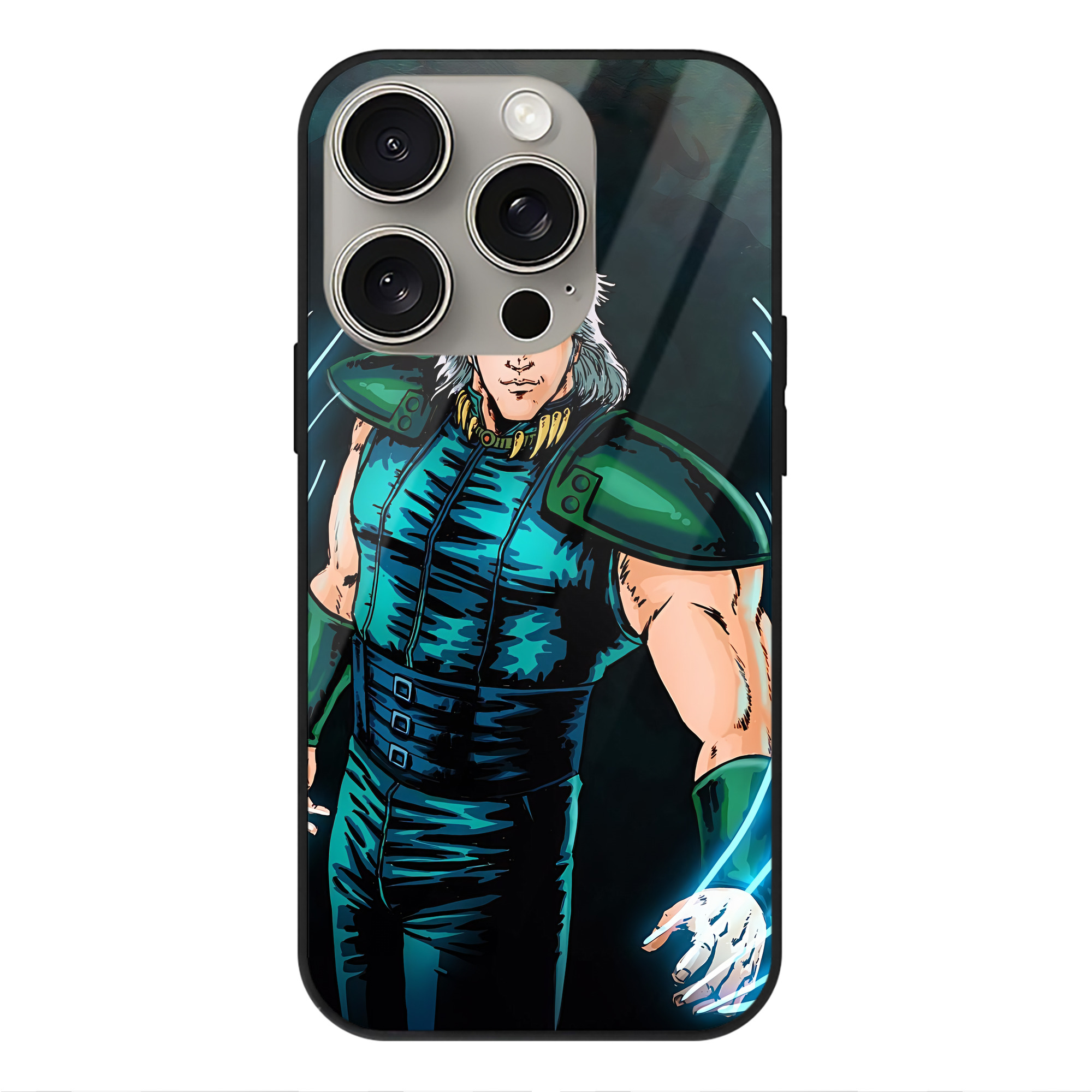 （画像用） 北斗の拳 Fist of the North Star 【iPhone15Pro対応】スマホケース 耐衝撃＆黄変防止 背面ガラス