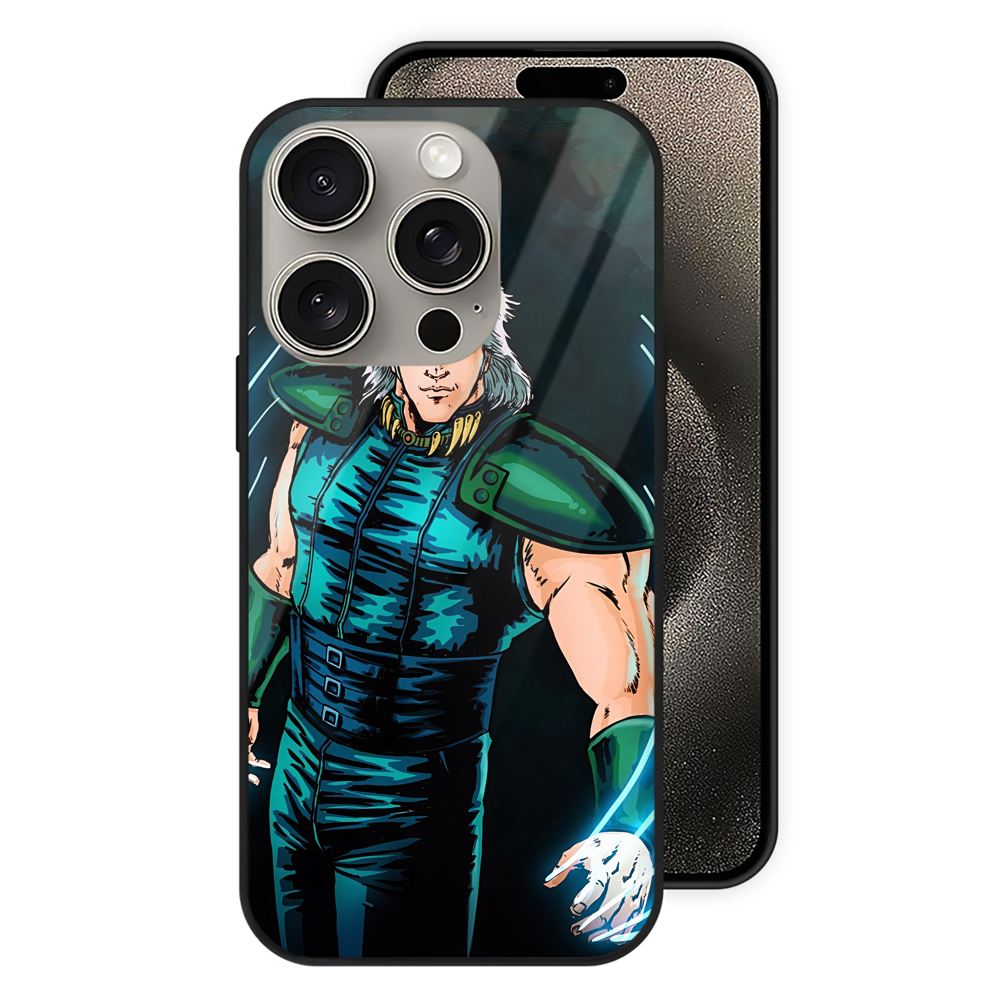 （画像用） 北斗の拳 Fist of the North Star 【iPhone15Pro対応】スマホケース 耐衝撃＆黄変防止 背面ガラス