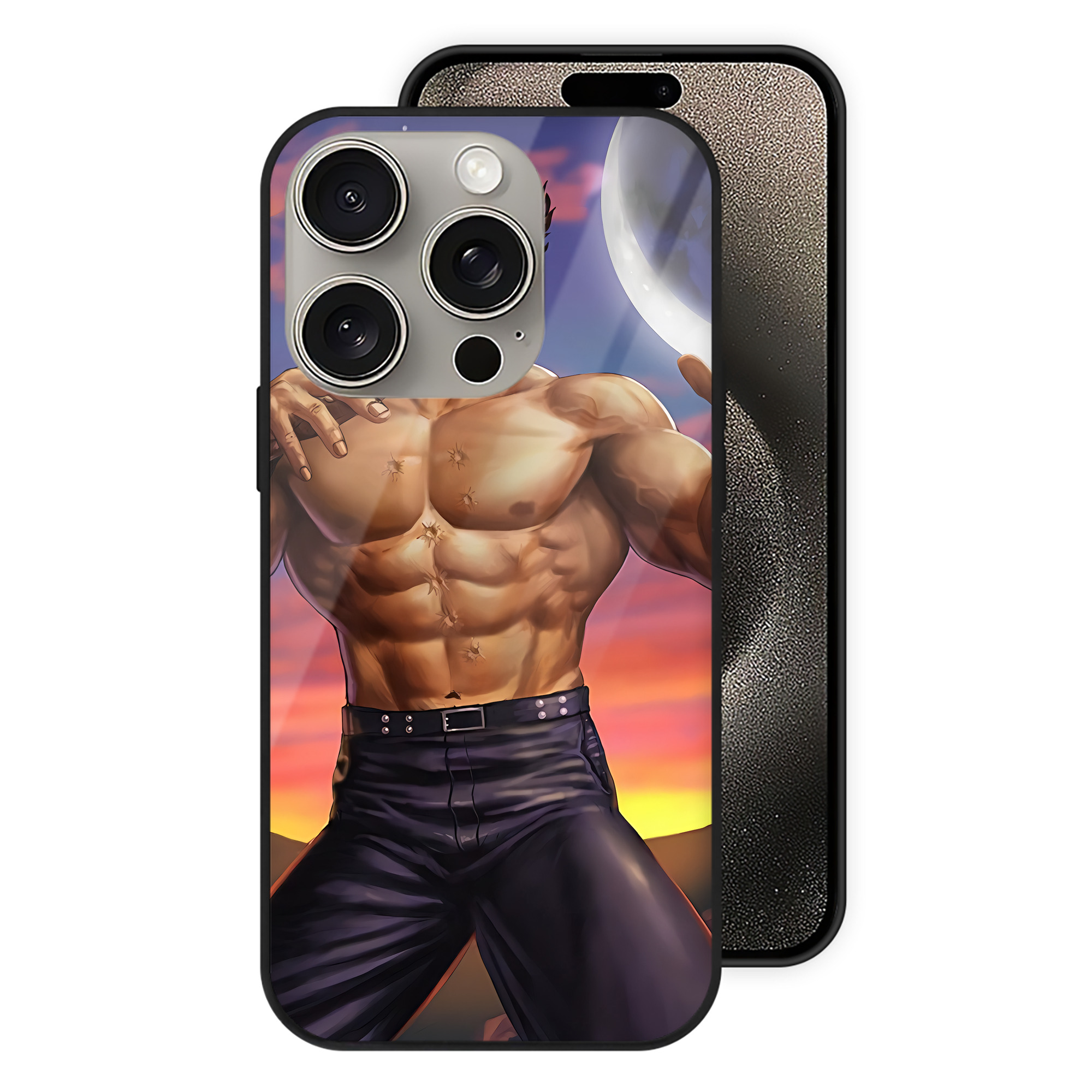 （画像用） 北斗の拳 Fist of the North Star 【iPhone15Pro対応】スマホケース 耐衝撃＆黄変防止 背面ガラス