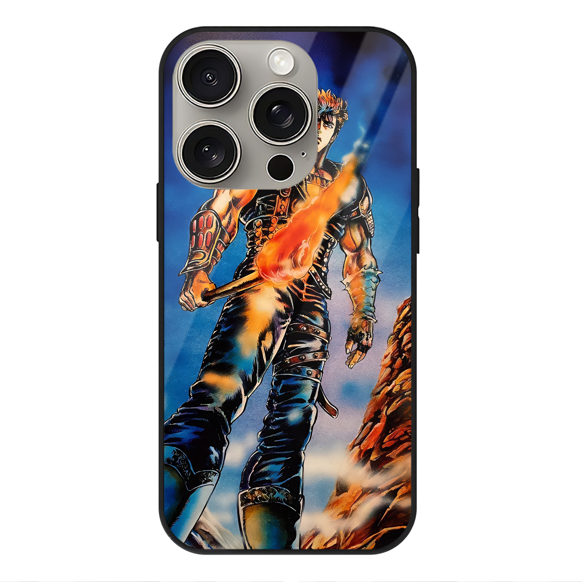 （画像用） 北斗の拳 Fist of the North Star 【iPhone15Pro対応】スマホケース 耐衝撃＆黄変防止 背面ガラス