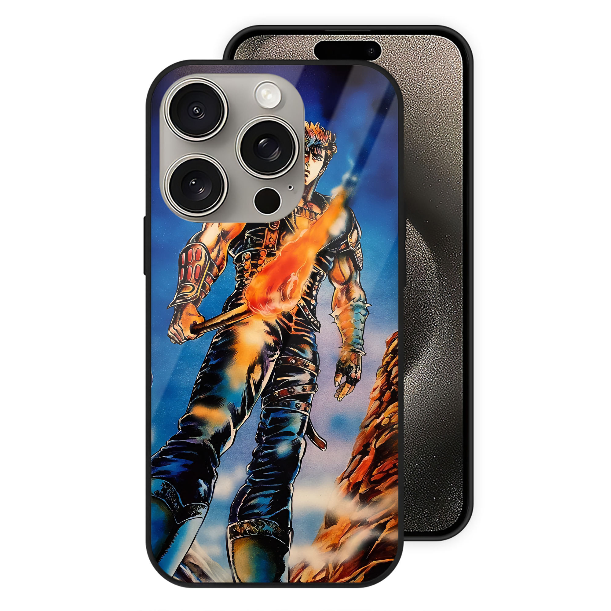 （画像用） 北斗の拳 Fist of the North Star 【iPhone15Pro対応】スマホケース 耐衝撃＆黄変防止 背面ガラス