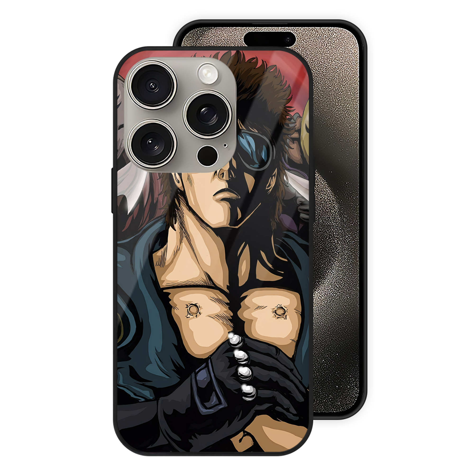 （画像用） 北斗の拳 Fist of the North Star 【iPhone15Pro対応】スマホケース 耐衝撃＆黄変防止 背面ガラス