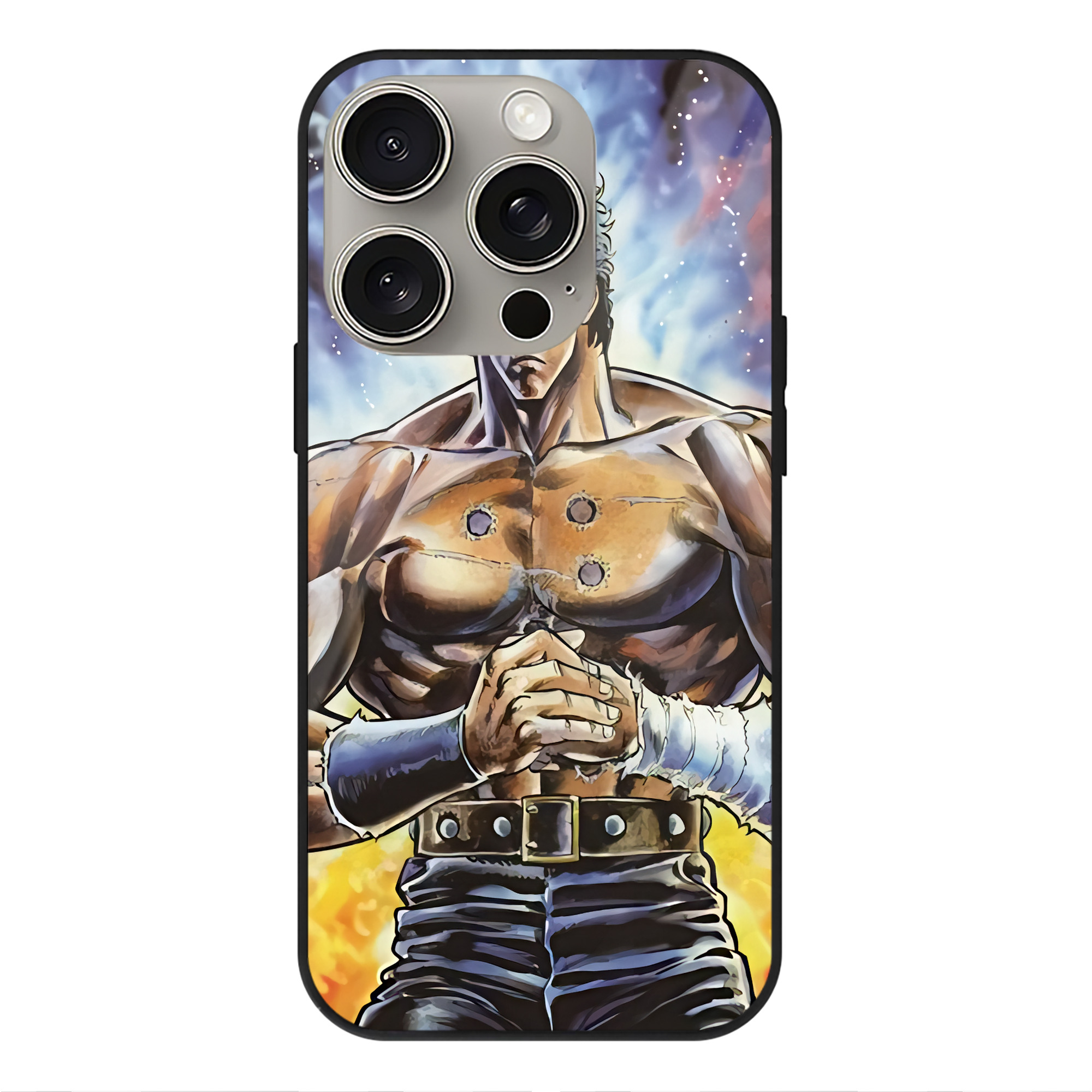 （画像用） 北斗の拳 Fist of the North Star 【iPhone15Pro対応】スマホケース 耐衝撃＆黄変防止 背面ガラス