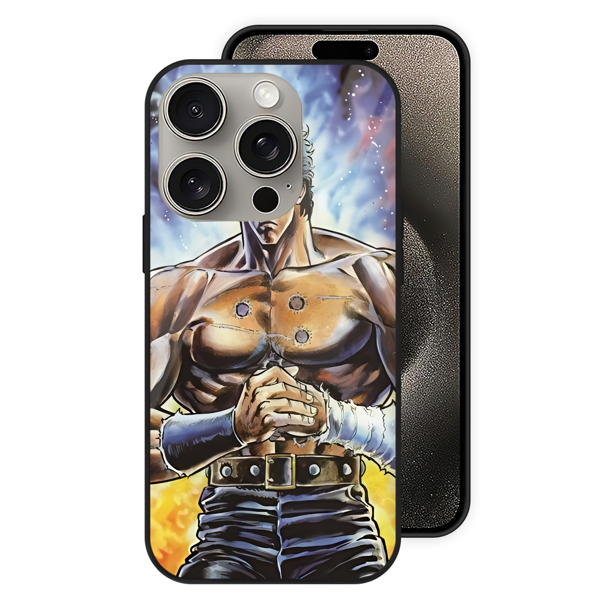 （画像用） 北斗の拳 Fist of the North Star 【iPhone15Pro対応】スマホケース 耐衝撃＆黄変防止 背面ガラス