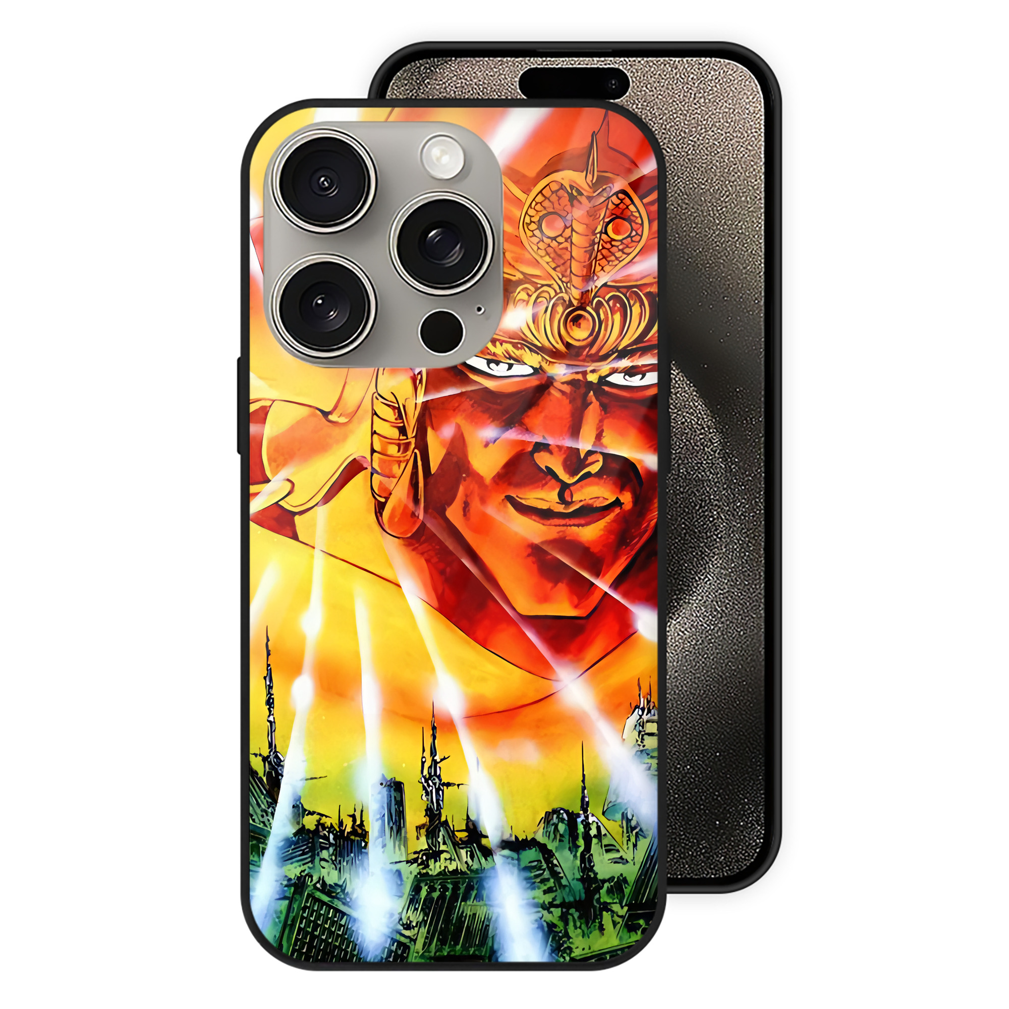 （画像用） 北斗の拳 Fist of the North Star 【iPhone15Pro対応】スマホケース 耐衝撃＆黄変防止 背面ガラス