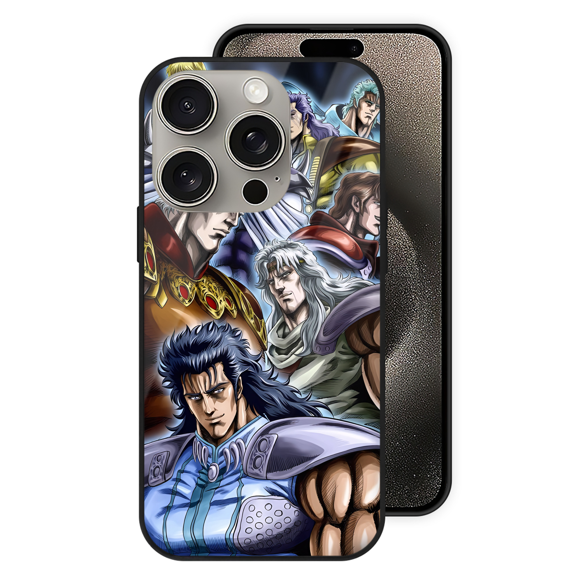 （画像用） 北斗の拳 Fist of the North Star 【iPhone15Pro対応】スマホケース 耐衝撃＆黄変防止 背面ガラス
