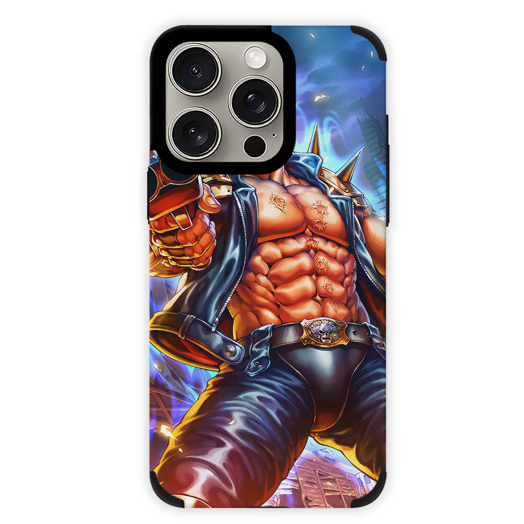 （画像用） 北斗の拳 Fist of the North Star 【iPhone15ProMax対応】 PUレザー スマホケース 耐衝撃＆黄変防止