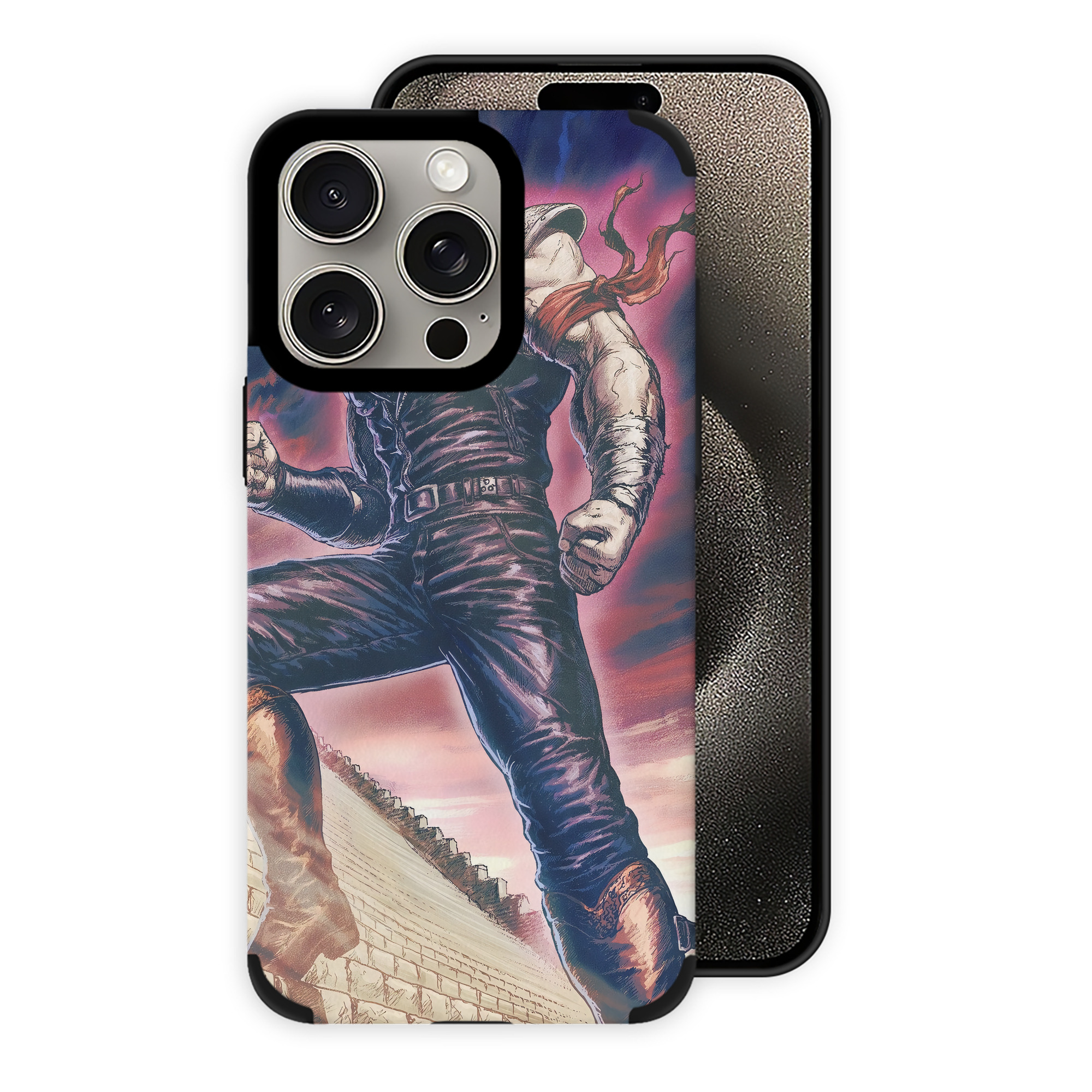 （画像用） 北斗の拳 Fist of the North Star 【iPhone15ProMax対応】 PUレザー スマホケース 耐衝撃＆黄変防止