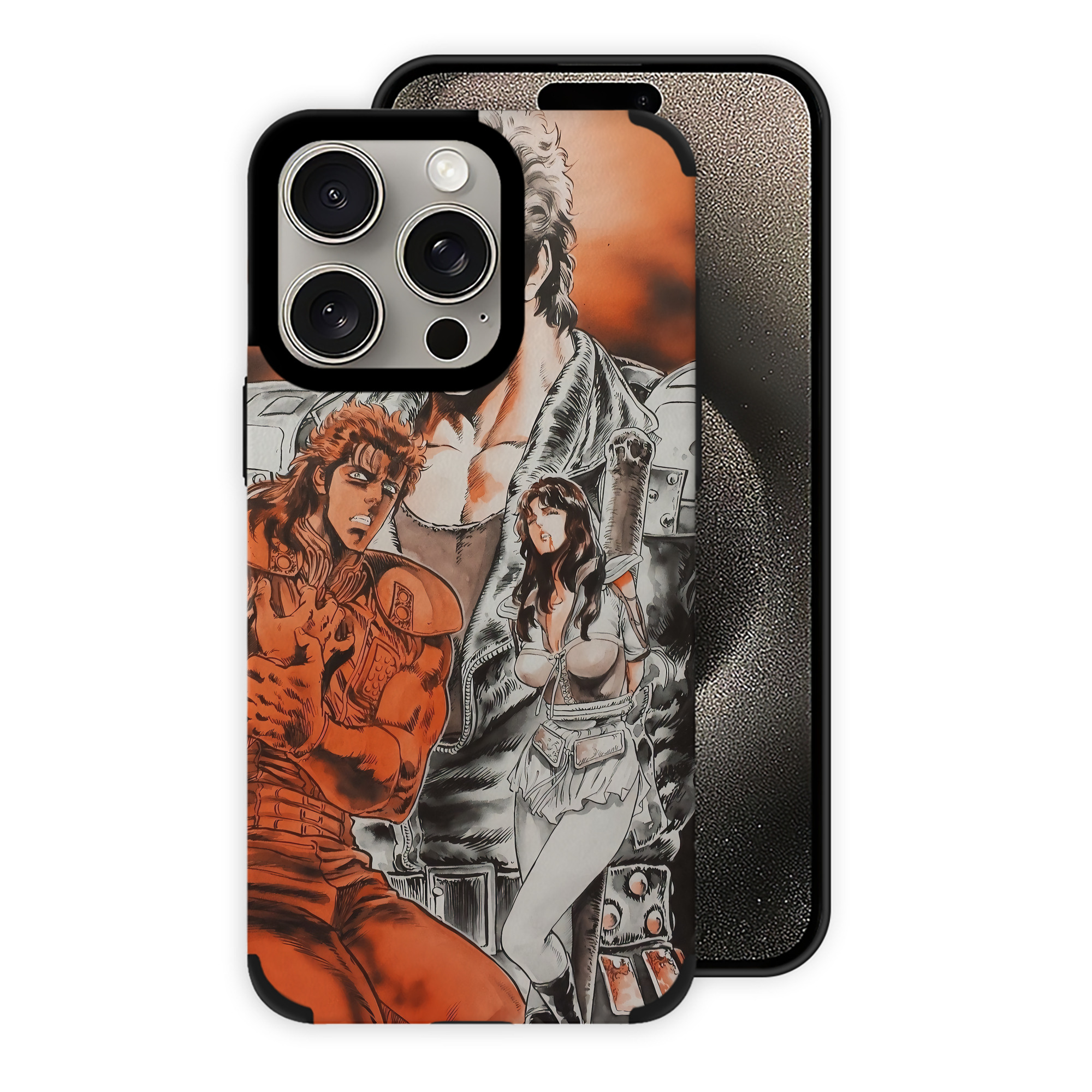 （画像用） 北斗の拳 Fist of the North Star 【iPhone15ProMax対応】 PUレザー スマホケース 耐衝撃＆黄変防止