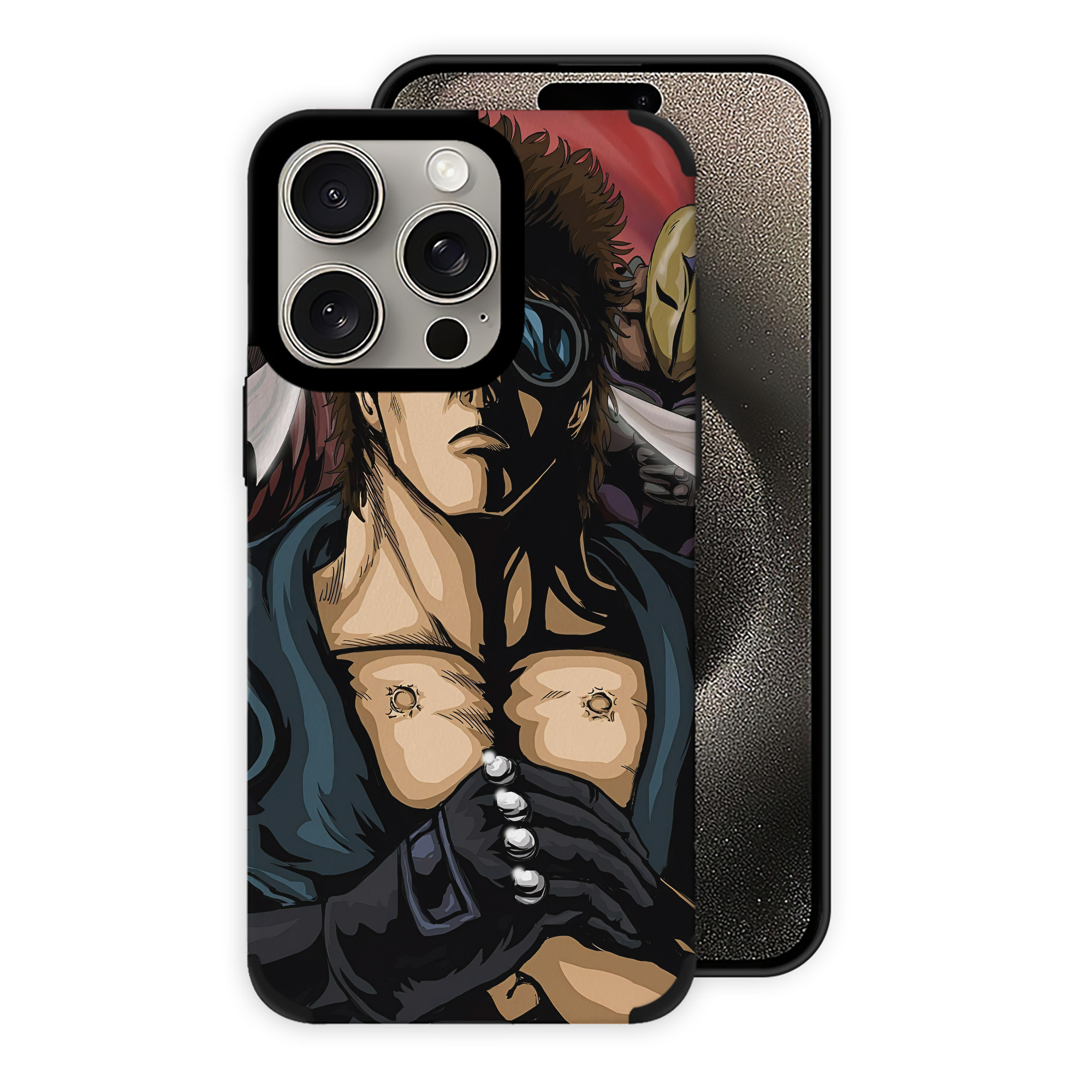 （画像用） 北斗の拳 Fist of the North Star 【iPhone15ProMax対応】 PUレザー スマホケース 耐衝撃＆黄変防止