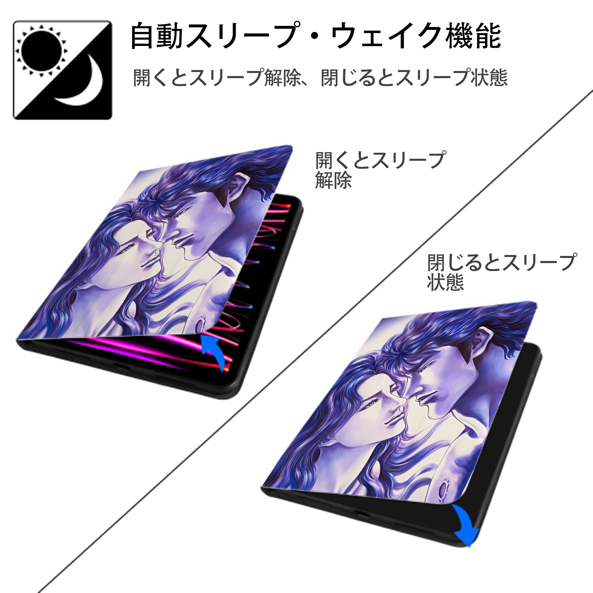 北斗の拳 Fist of the North Star IPad ケース ペン収納付き 三つ折りスタンド PUレザー×シリコン 対応機種9.5/10.5/10.9インチ