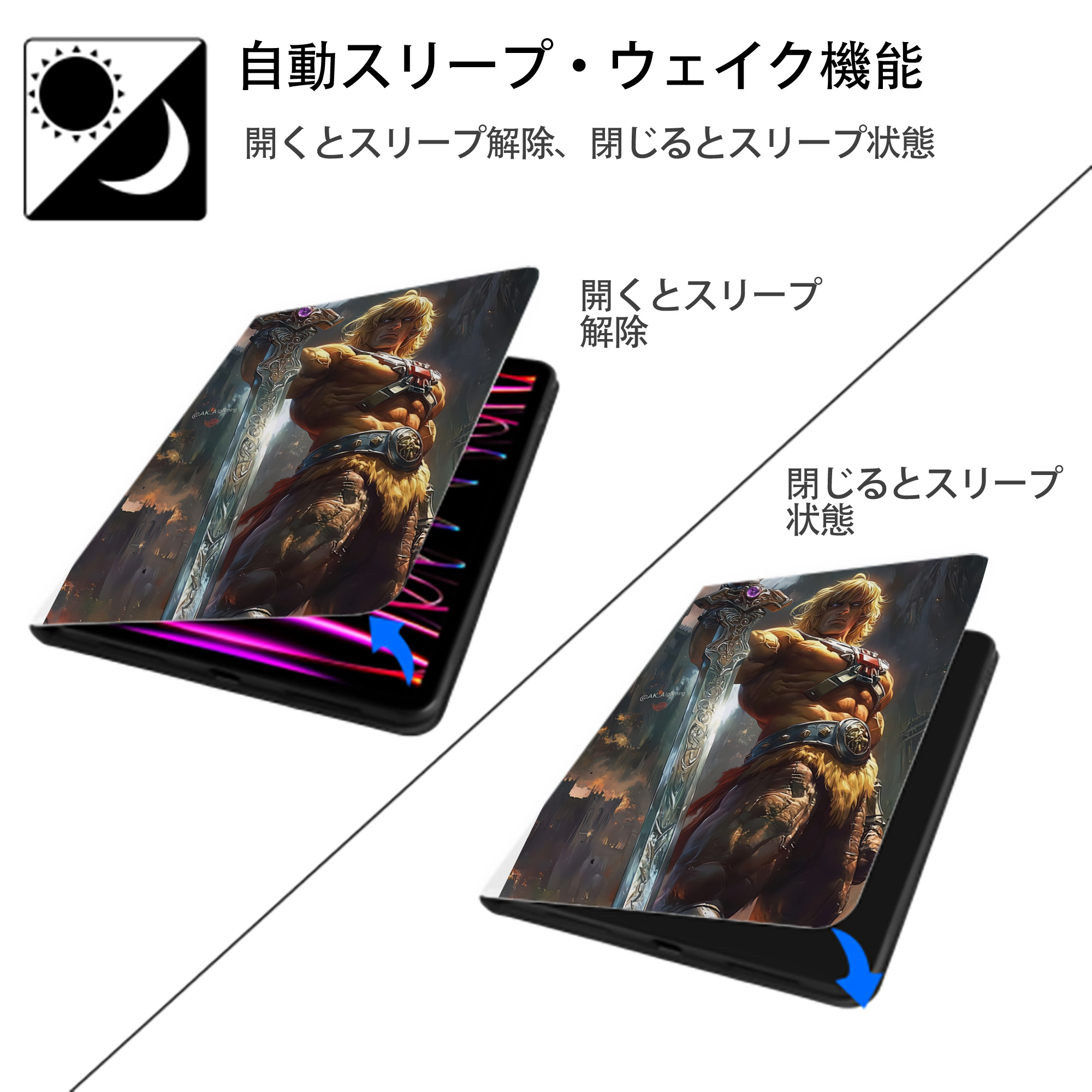 北斗の拳 Fist of the North Star IPad ケース ペン収納付き 三つ折りスタンド PUレザー×シリコン 対応機種9.5/10.5/10.9インチ