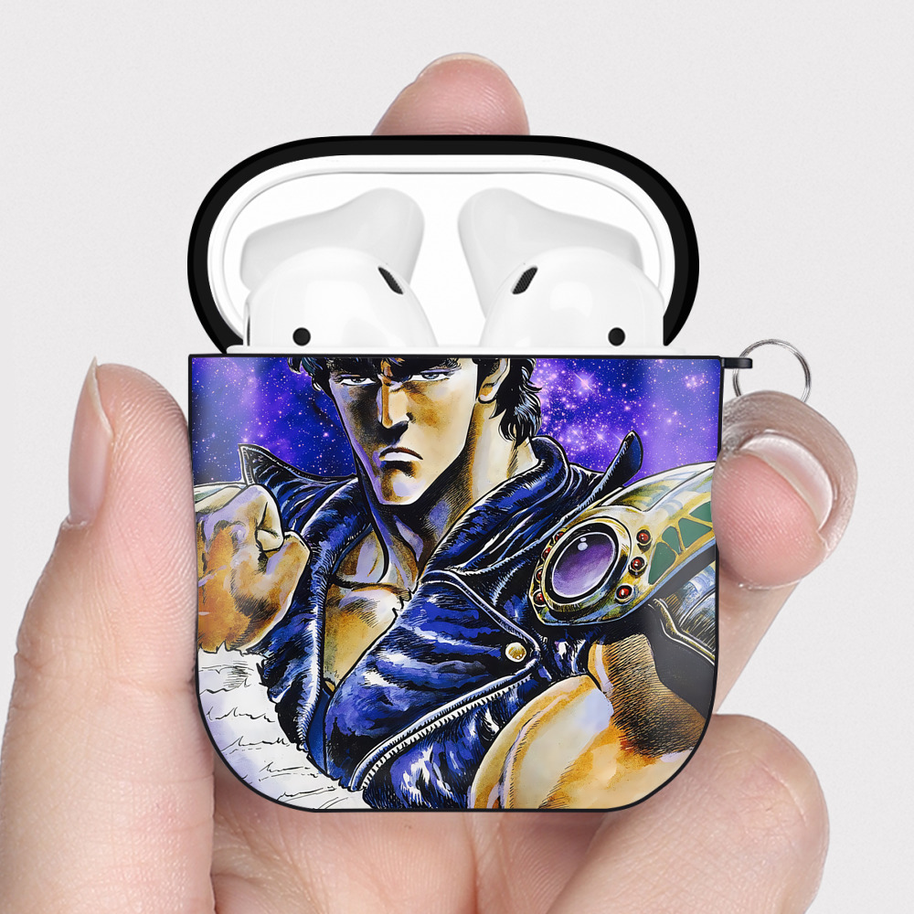 （画像用） 北斗の拳 Fist of the North Star AirPods 第2世代保護ケース ハードシェル ブラック 耐衝撃・防指紋・カラビナ付き