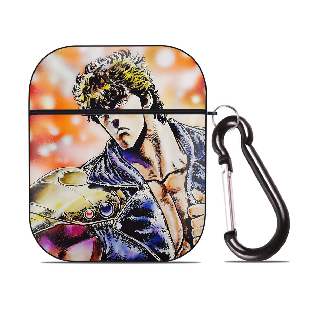 （画像用） 北斗の拳 Fist of the North Star AirPods 第2世代保護ケース ハードシェル ブラック 耐衝撃・防指紋・カラビナ付き