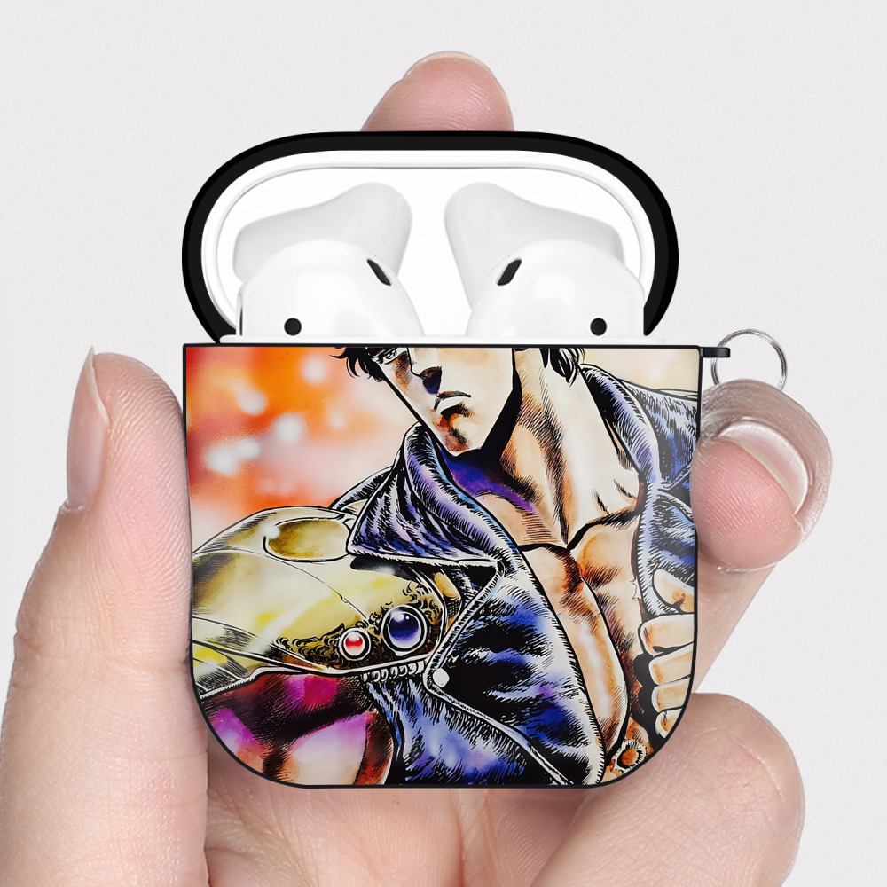 （画像用） 北斗の拳 Fist of the North Star AirPods 第2世代保護ケース ハードシェル ブラック 耐衝撃・防指紋・カラビナ付き