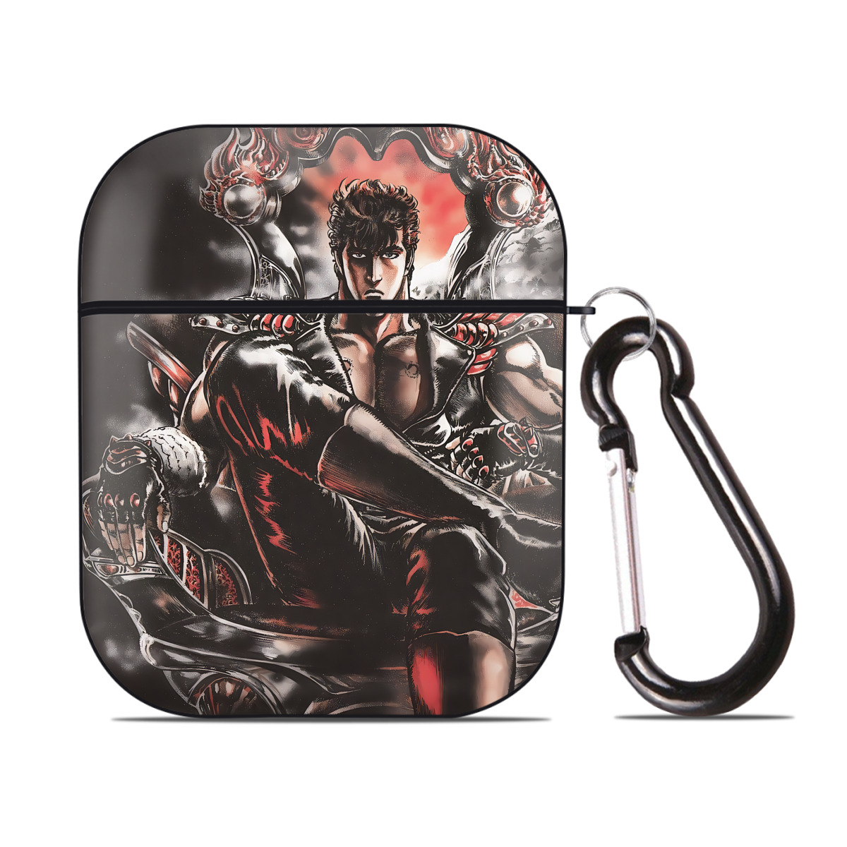 （画像用） 北斗の拳 Fist of the North Star AirPods 第2世代保護ケース ハードシェル ブラック 耐衝撃・防指紋・カラビナ付き