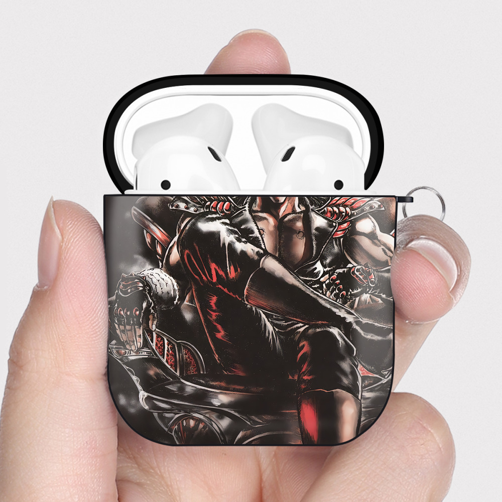 （画像用） 北斗の拳 Fist of the North Star AirPods 第2世代保護ケース ハードシェル ブラック 耐衝撃・防指紋・カラビナ付き