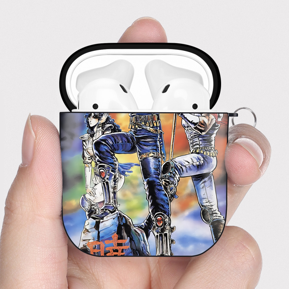 （画像用） 北斗の拳 Fist of the North Star AirPods 第2世代保護ケース ハードシェル ブラック 耐衝撃・防指紋・カラビナ付き