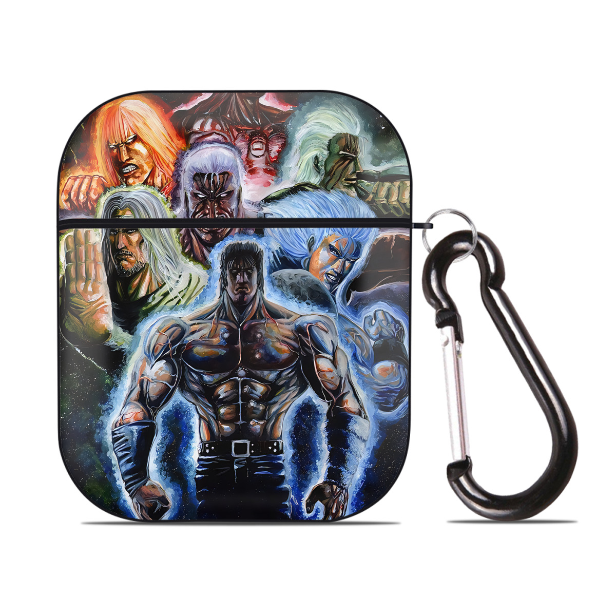 （画像用） 北斗の拳 Fist of the North Star AirPods 第2世代保護ケース ハードシェル ブラック 耐衝撃・防指紋・カラビナ付き