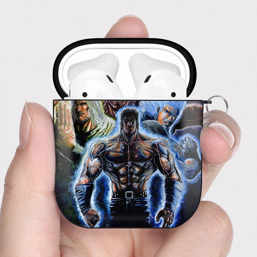 （画像用） 北斗の拳 Fist of the North Star AirPods 第2世代保護ケース ハードシェル ブラック 耐衝撃・防指紋・カラビナ付き