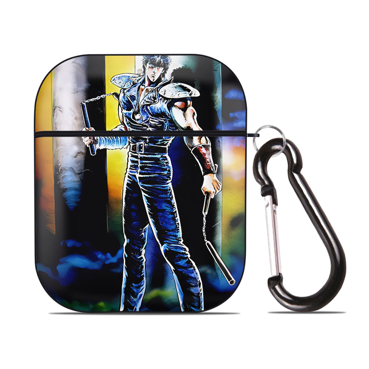 （画像用） 北斗の拳 Fist of the North Star AirPods 第2世代保護ケース ハードシェル ブラック 耐衝撃・防指紋・カラビナ付き