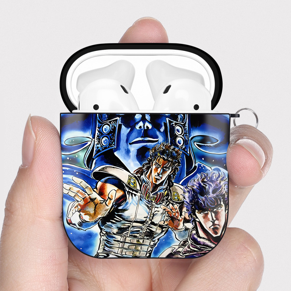 （画像用） 北斗の拳 Fist of the North Star AirPods 第2世代保護ケース ハードシェル ブラック 耐衝撃・防指紋・カラビナ付き