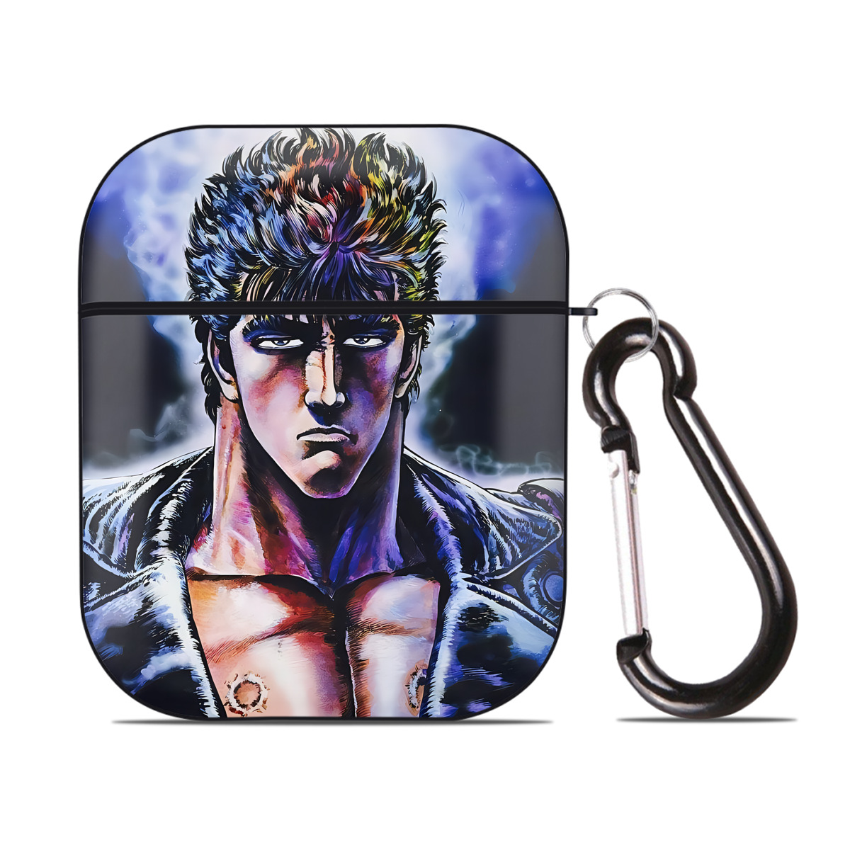 （画像用） 北斗の拳 Fist of the North Star AirPods 第2世代保護ケース ハードシェル ブラック 耐衝撃・防指紋・カラビナ付き