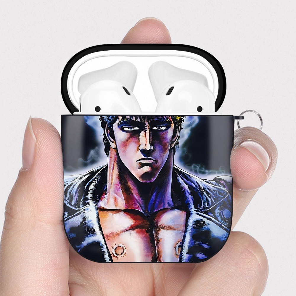 （画像用） 北斗の拳 Fist of the North Star AirPods 第2世代保護ケース ハードシェル ブラック 耐衝撃・防指紋・カラビナ付き