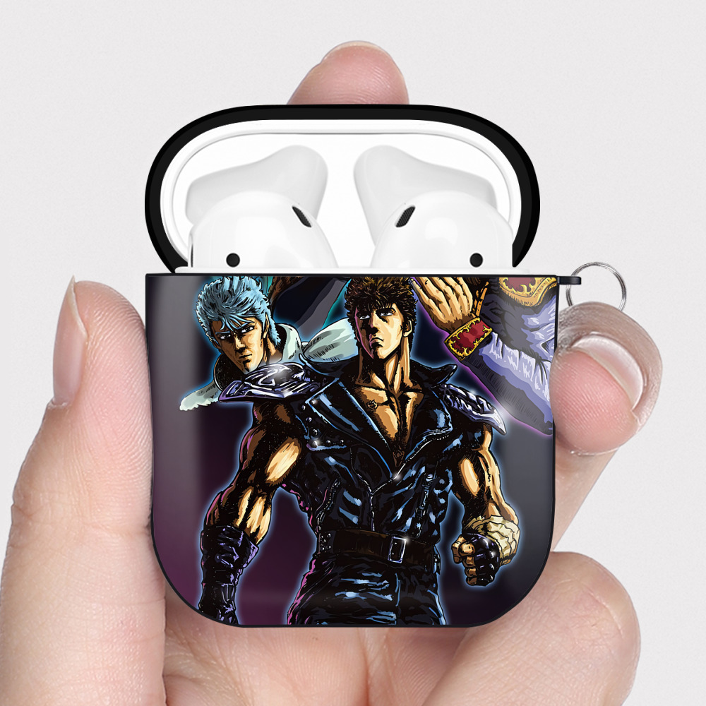 （画像用） 北斗の拳 Fist of the North Star AirPods 第2世代保護ケース ハードシェル ブラック 耐衝撃・防指紋・カラビナ付き