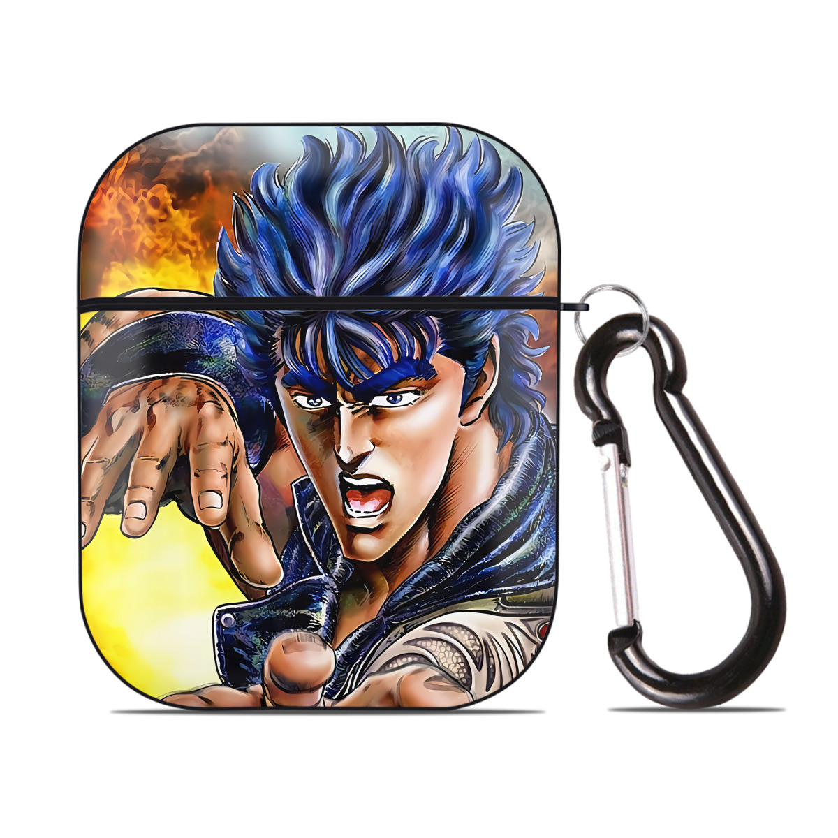 （画像用） 北斗の拳 Fist of the North Star AirPods 第2世代保護ケース ハードシェル ブラック 耐衝撃・防指紋・カラビナ付き