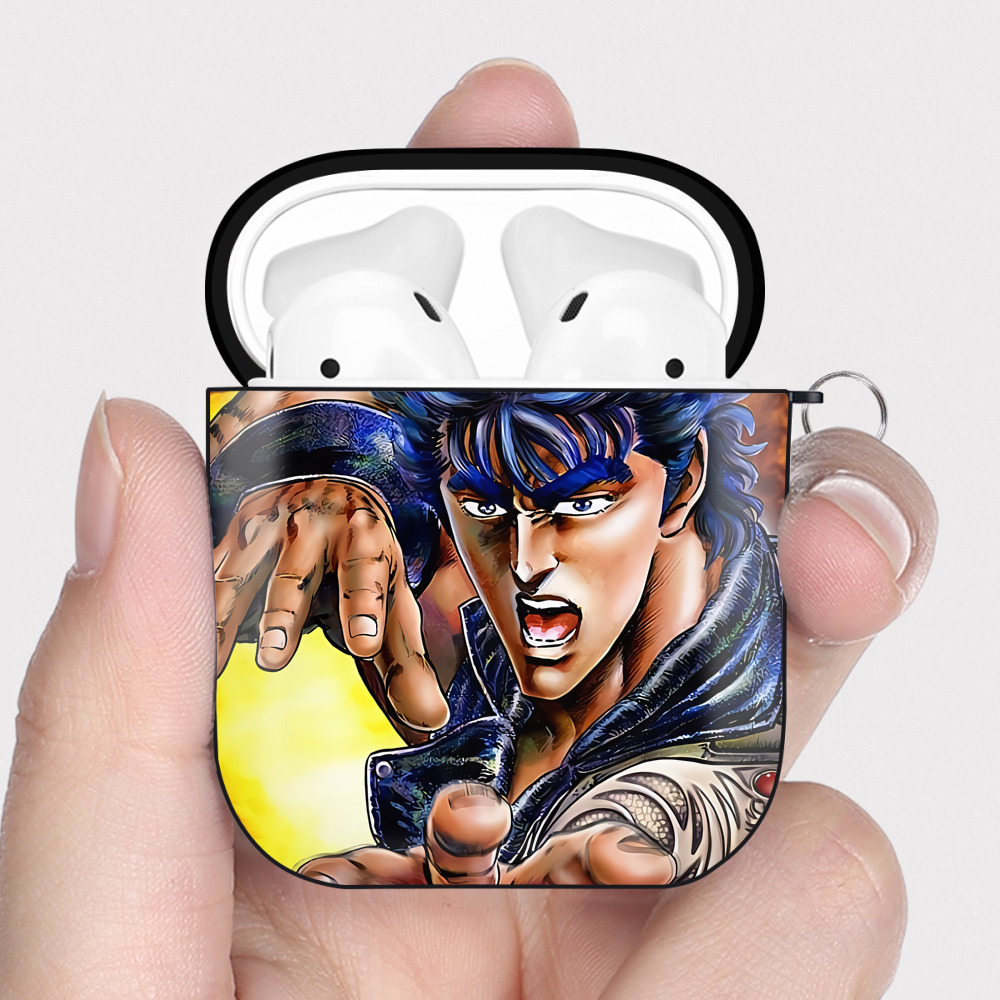 （画像用） 北斗の拳 Fist of the North Star AirPods 第2世代保護ケース ハードシェル ブラック 耐衝撃・防指紋・カラビナ付き