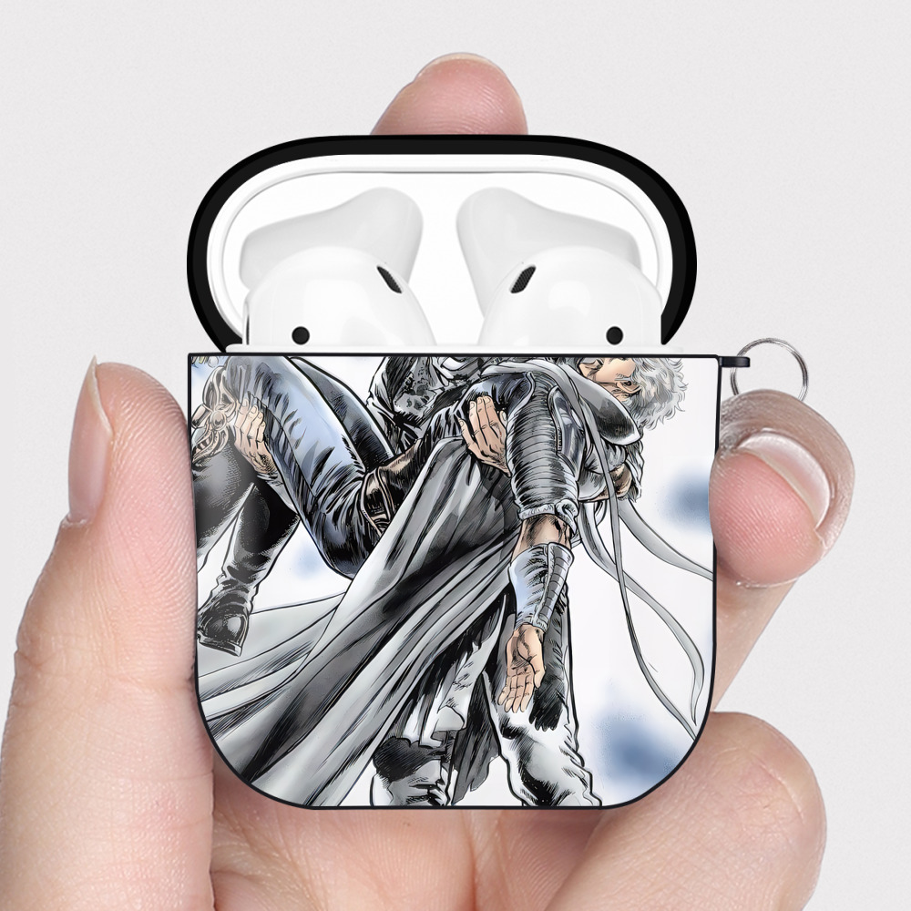 （画像用） 北斗の拳 Fist of the North Star AirPods 第2世代保護ケース ハードシェル ブラック 耐衝撃・防指紋・カラビナ付き