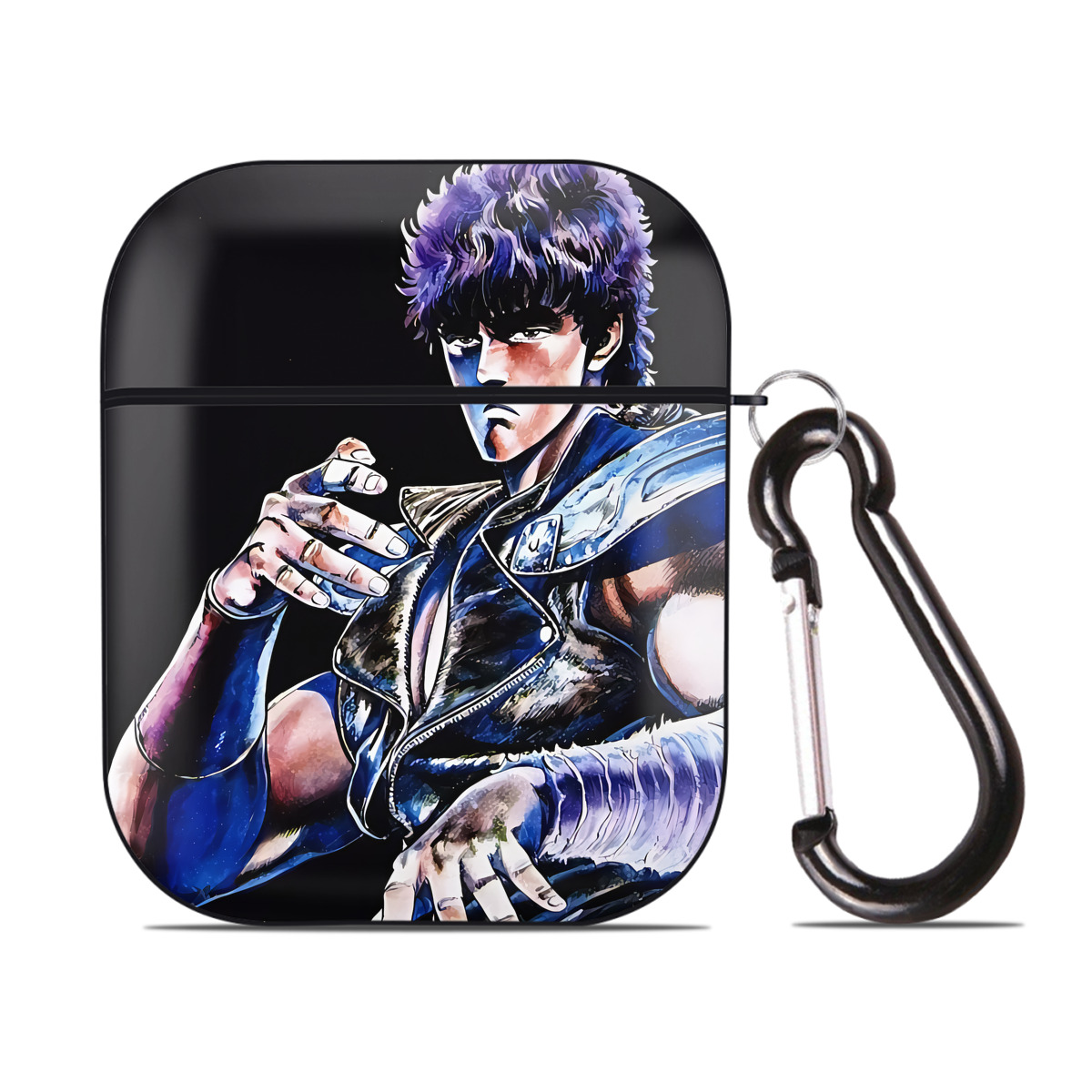 （画像用） 北斗の拳 Fist of the North Star AirPods 第2世代保護ケース ハードシェル ブラック 耐衝撃・防指紋・カラビナ付き