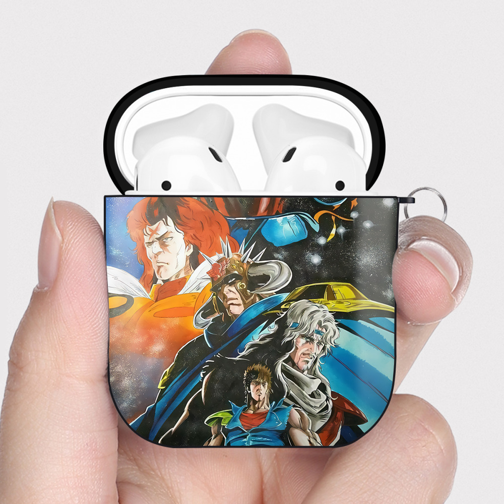 （画像用） 北斗の拳 Fist of the North Star AirPods 第2世代保護ケース ハードシェル ブラック 耐衝撃・防指紋・カラビナ付き