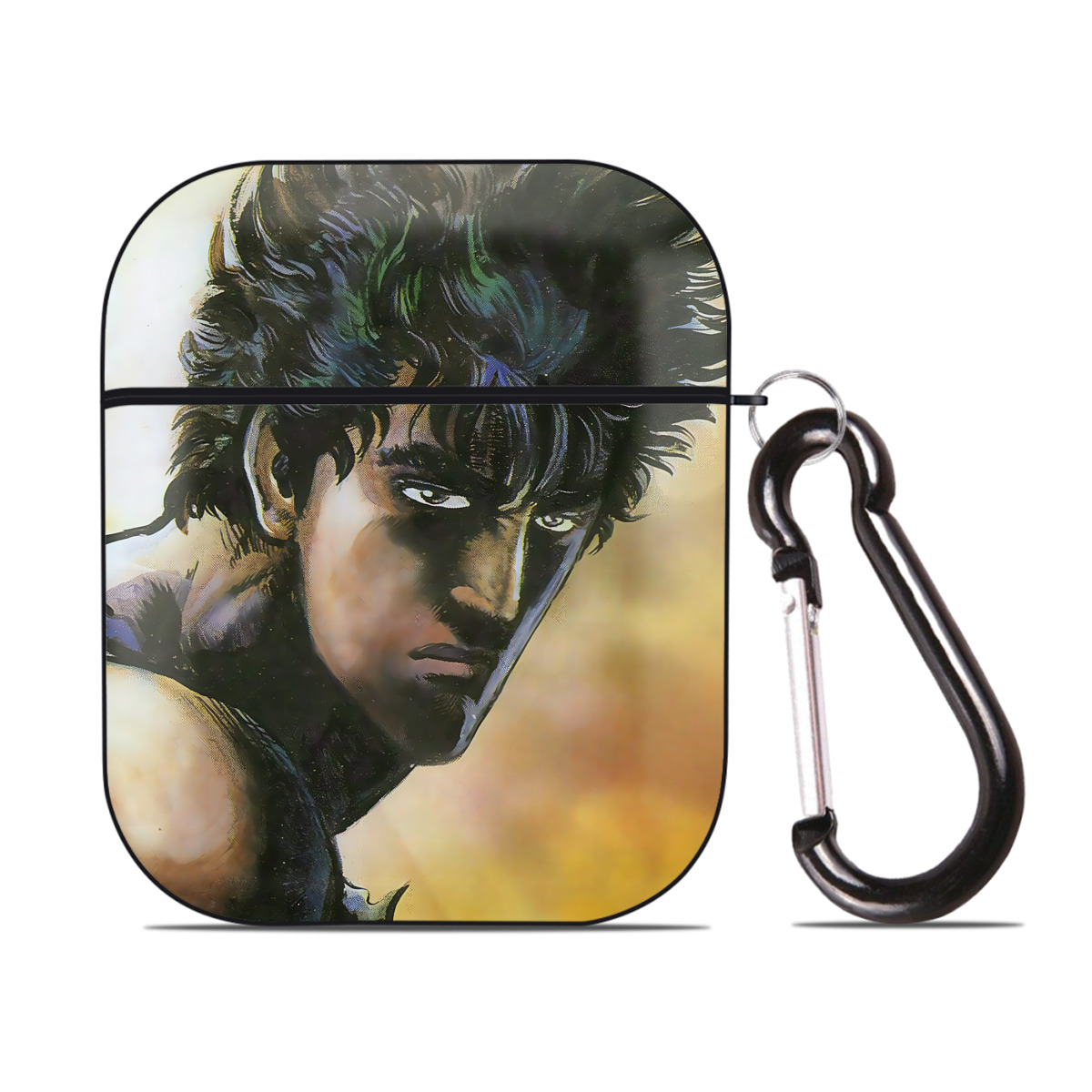 （画像用） 北斗の拳 Fist of the North Star AirPods 第2世代保護ケース ハードシェル ブラック 耐衝撃・防指紋・カラビナ付き