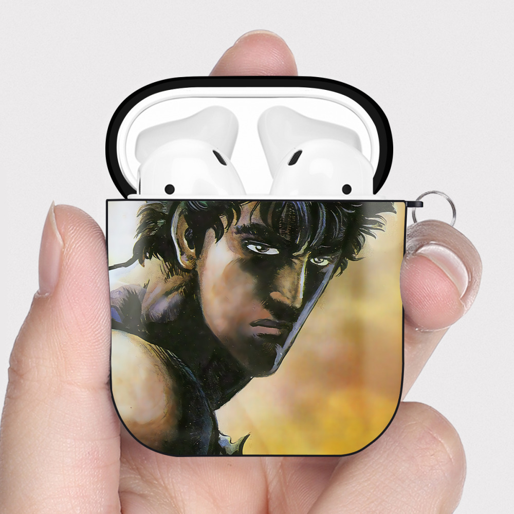 （画像用） 北斗の拳 Fist of the North Star AirPods 第2世代保護ケース ハードシェル ブラック 耐衝撃・防指紋・カラビナ付き