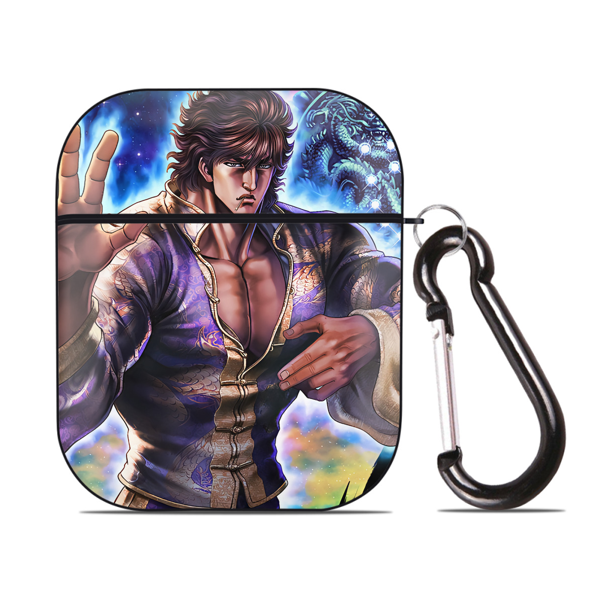 （画像用） 北斗の拳 Fist of the North Star AirPods 第2世代保護ケース ハードシェル ブラック 耐衝撃・防指紋・カラビナ付き