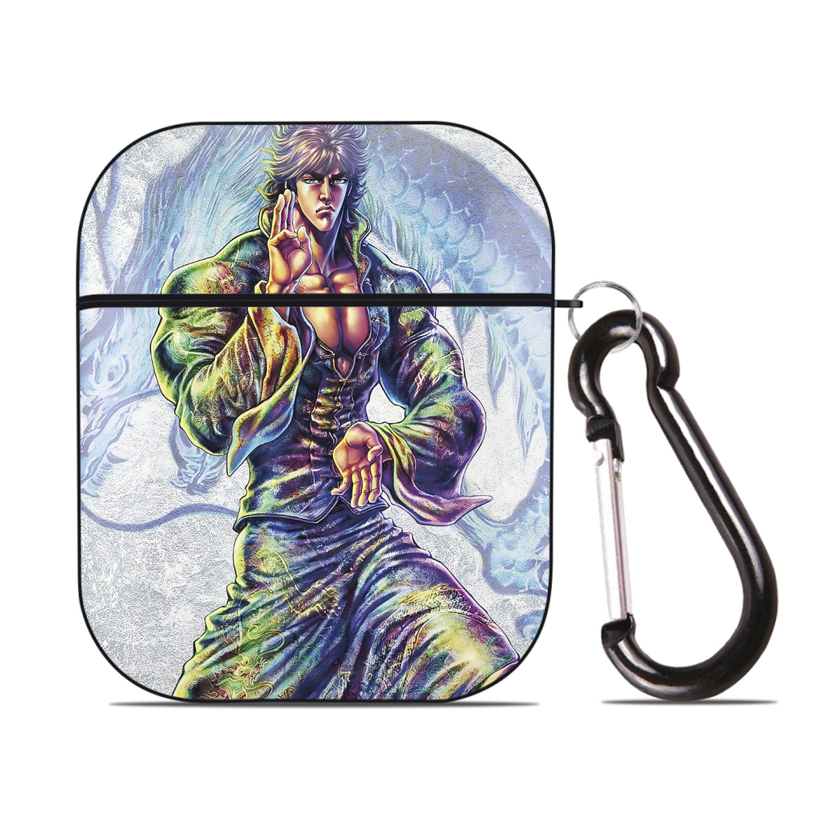 （画像用） 北斗の拳 Fist of the North Star AirPods 第2世代保護ケース ハードシェル ブラック 耐衝撃・防指紋・カラビナ付き